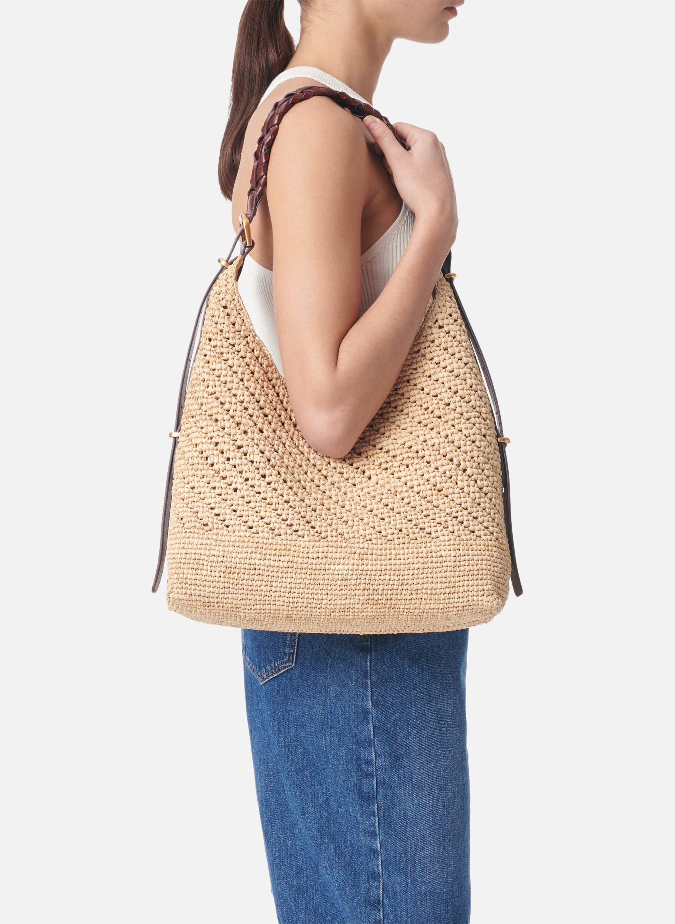 Sac hobo jess en raphia VANESSA BRUNO Beige