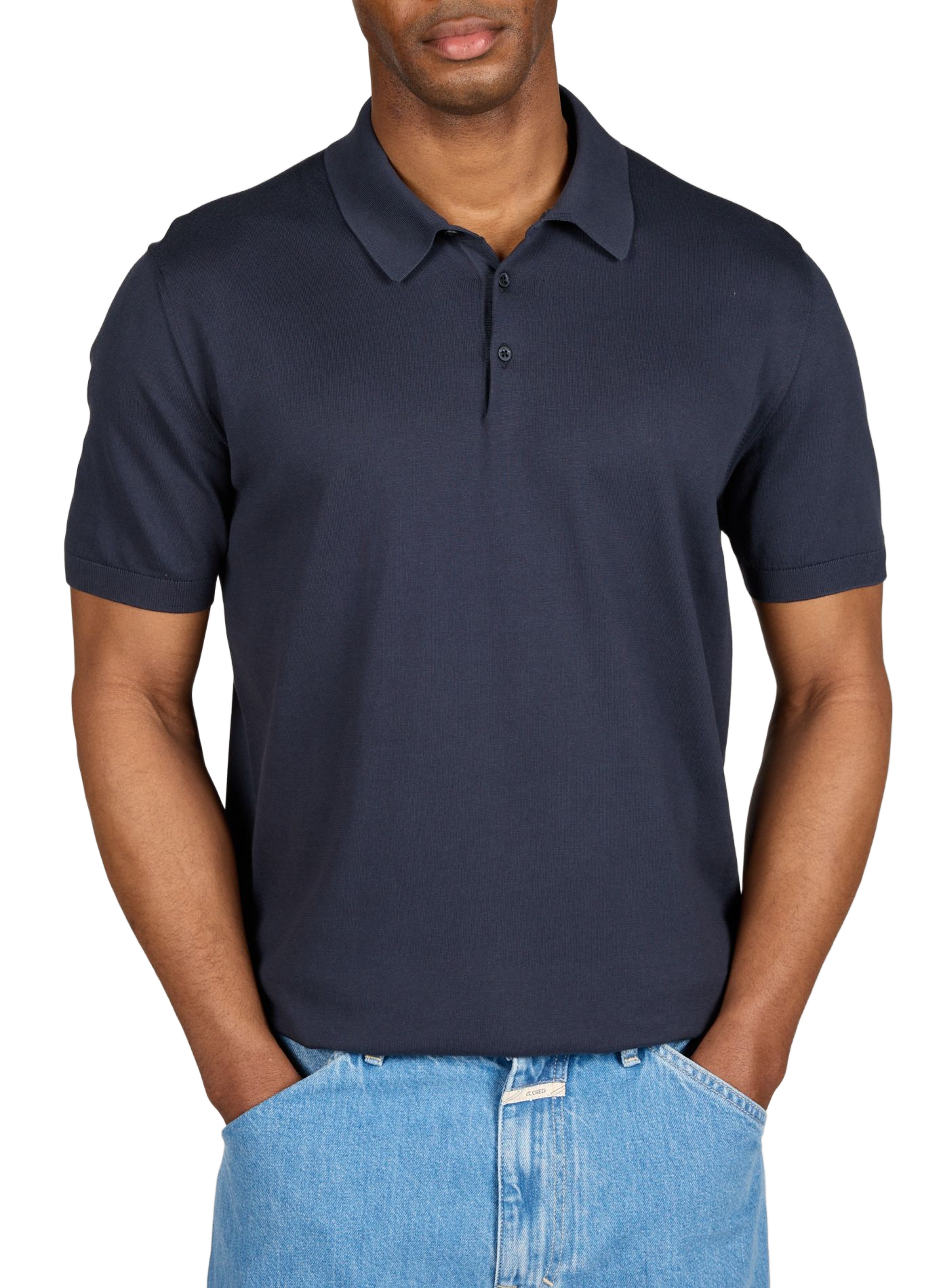 Polo manches courtes en coton CORNELIANI Bleu