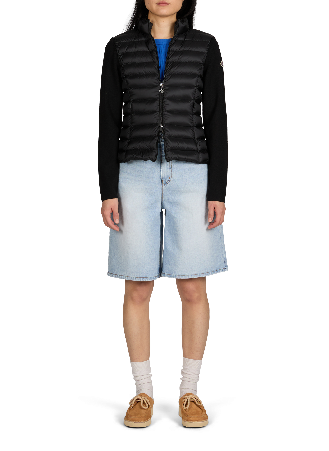 Taillierter Cardigan mit abnehmbarer Kapuze MONCLER Schwarz