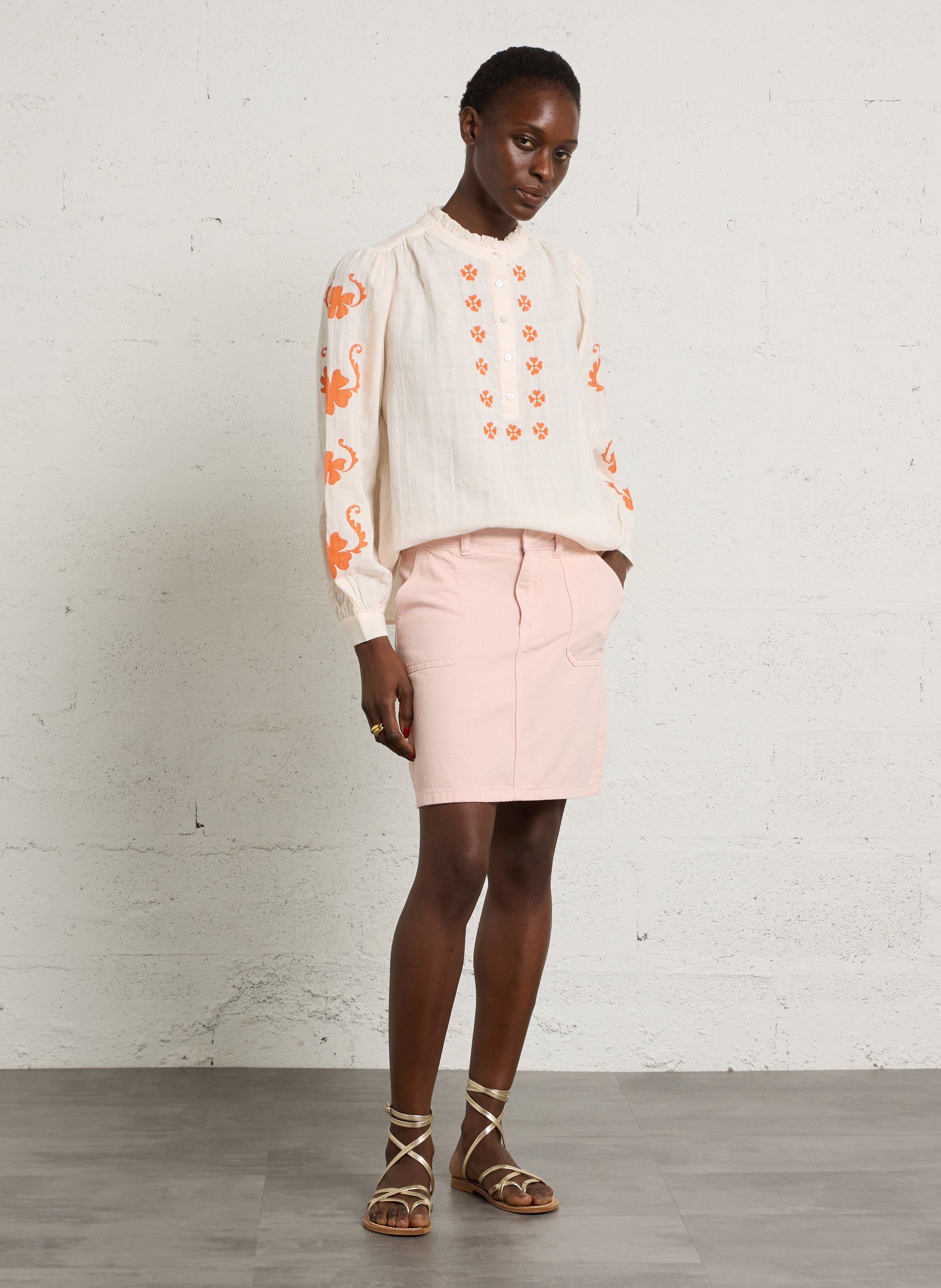 Jupe courte en denim MAISON 123 Rose