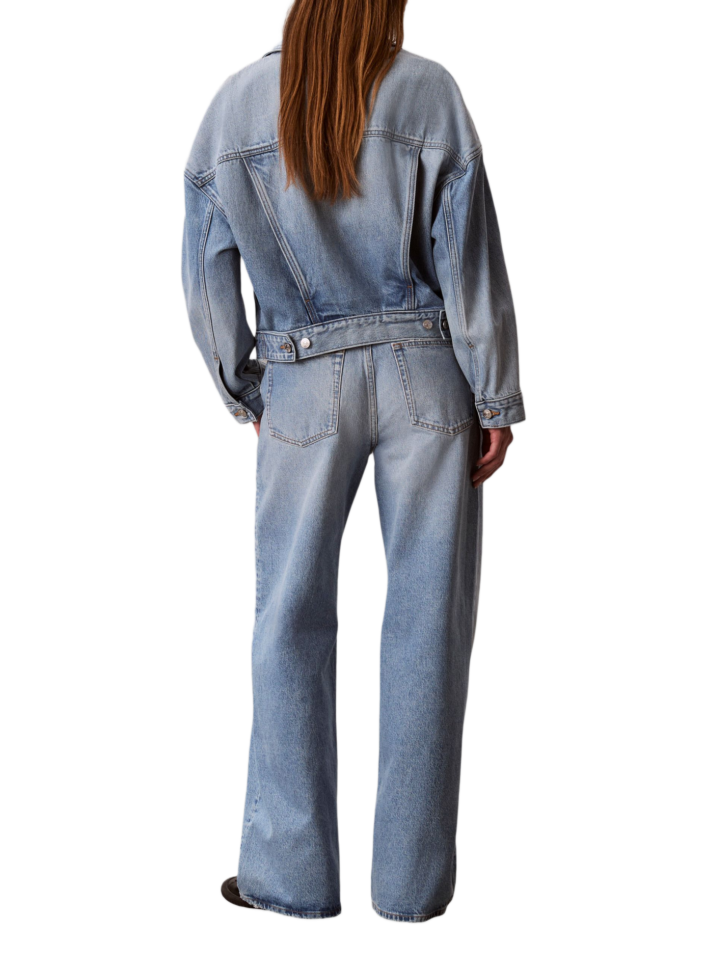 Wide-leg high-waisted cotton jeans CALVIN KLEIN Blue