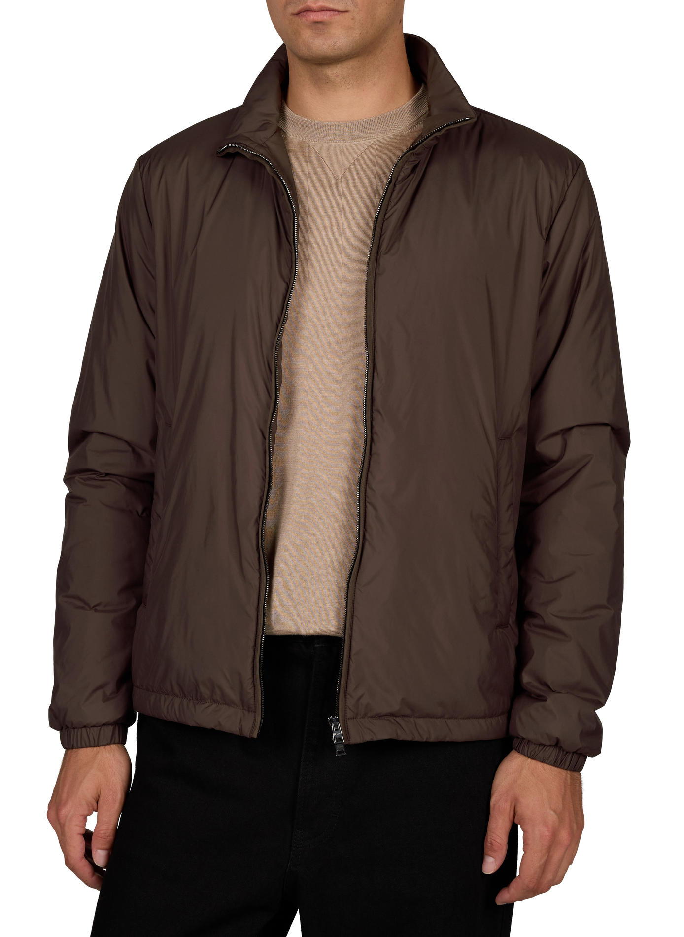 Jacket with high collar and adjustable hem HERNO Brown