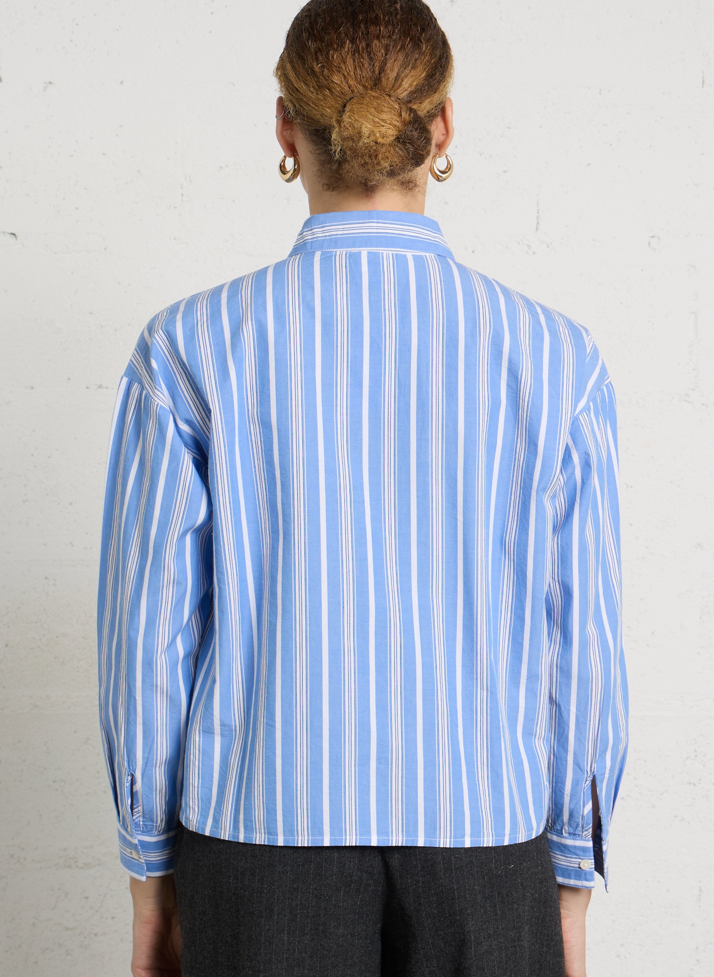 Chemise droite col classique rayée en coton dickinson MAISON 123 Bleu