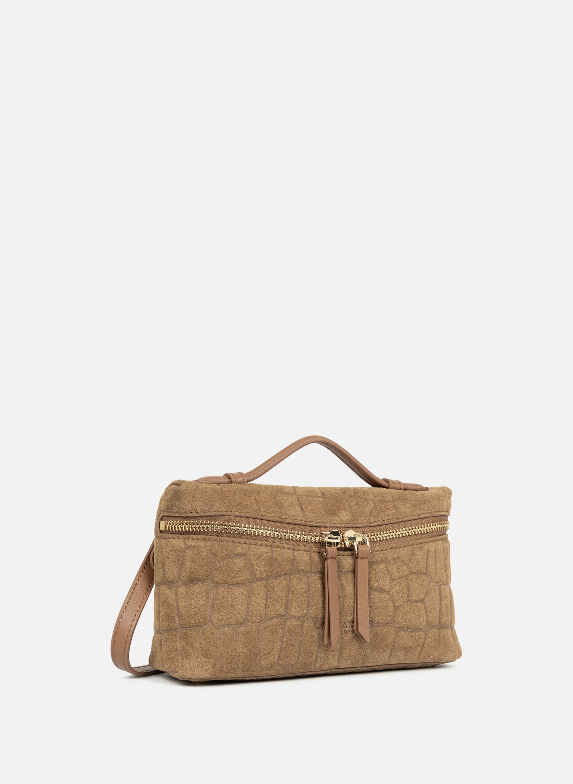 Petit sac boite - suède exo LANCASTER Marron