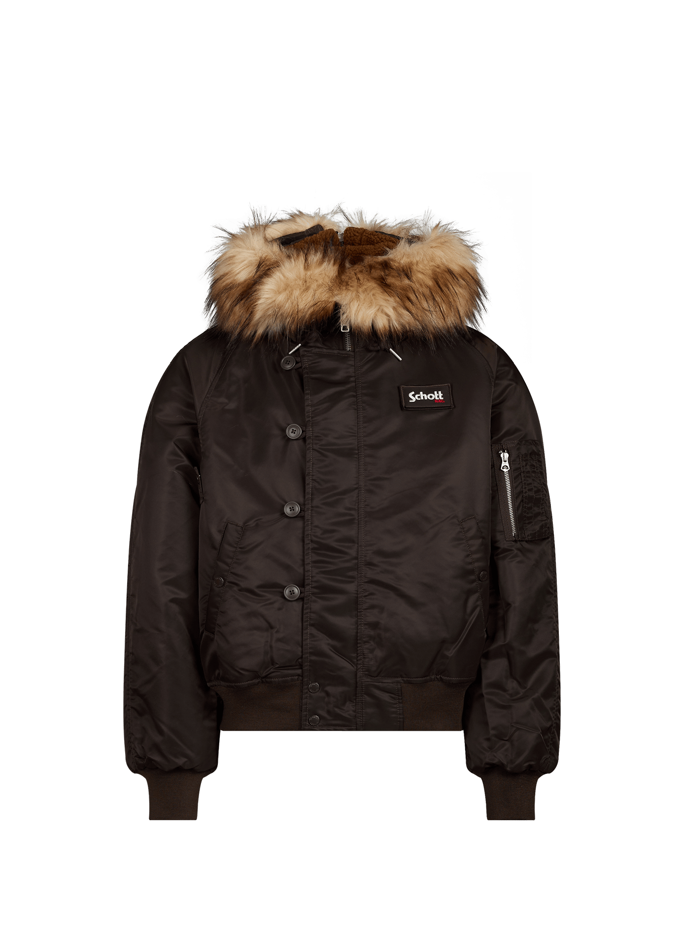 Einfarbige Kapuzenjacke SCHOTT Braun