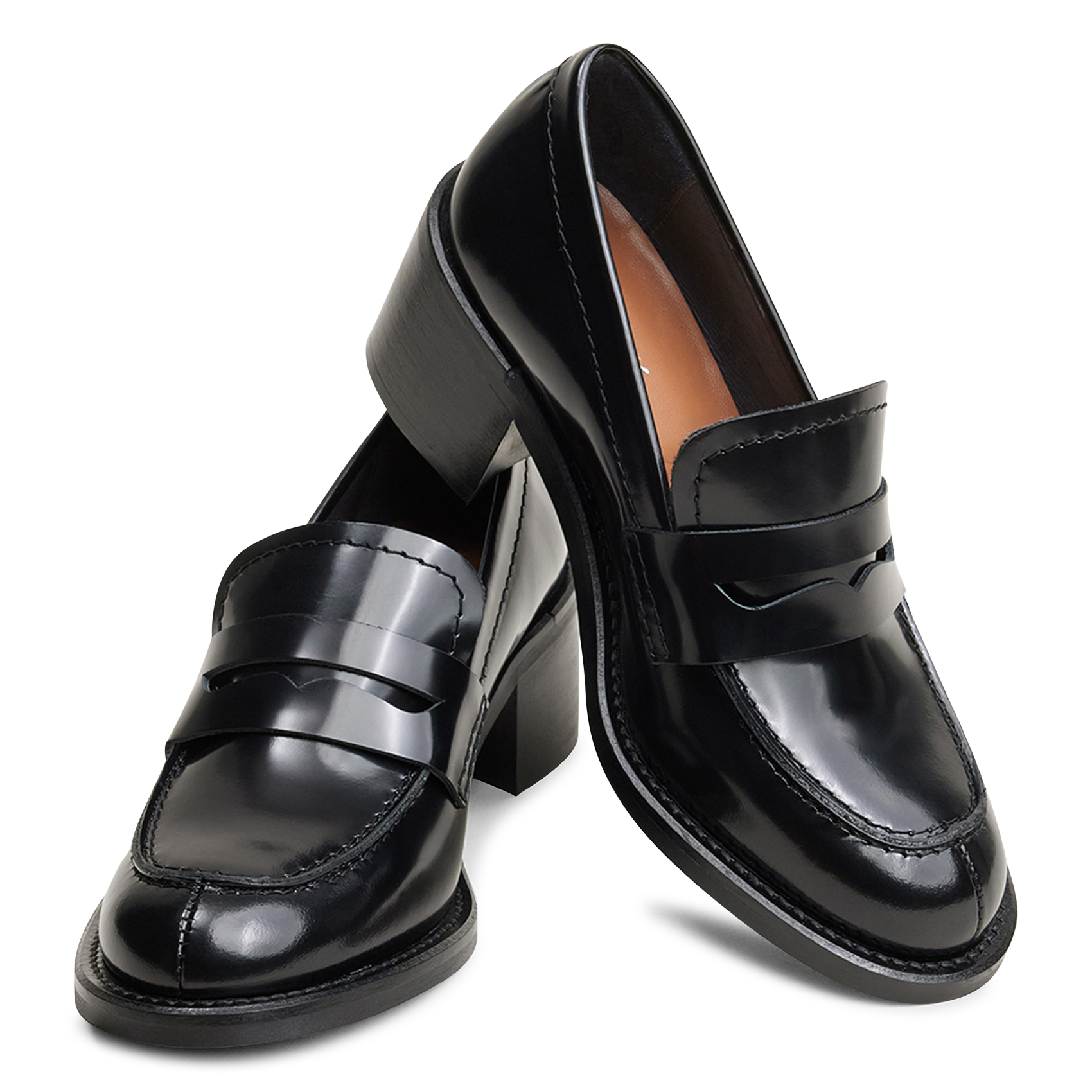 Mocassins à talon en cuir vernis dollege JONAK Noir
