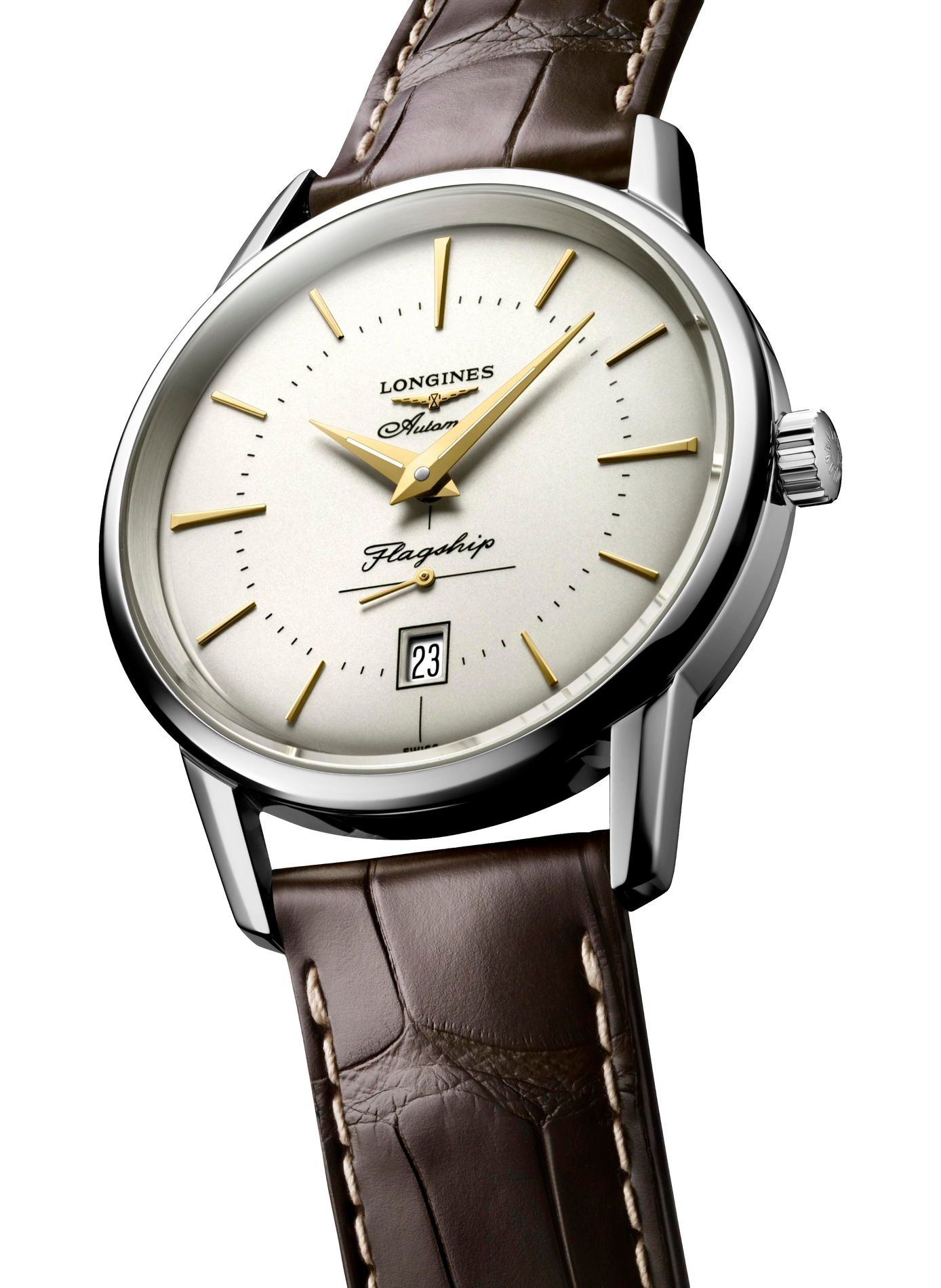 Montre automatique Flagship Heritage en cuir LONGINES Blanc