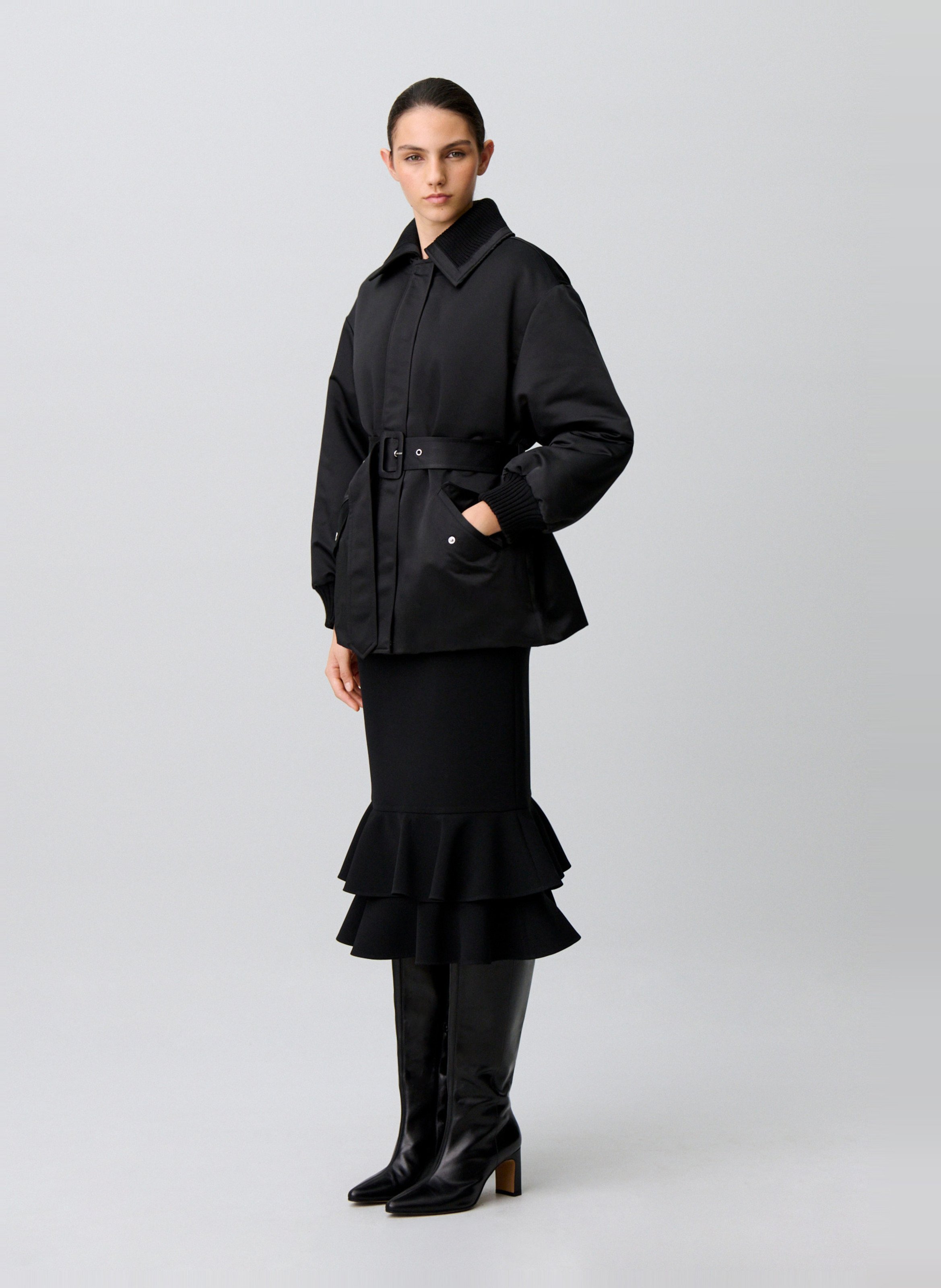 Claudie Pierlot  클래식 칼라 새틴 코트