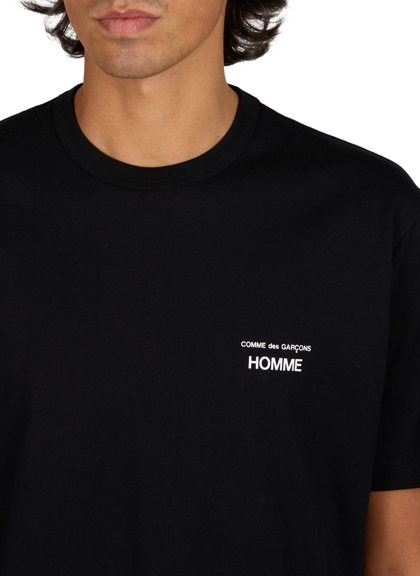 T-shirt droit sérigraphié en coton COMME DES GARCONS HOMME Noir