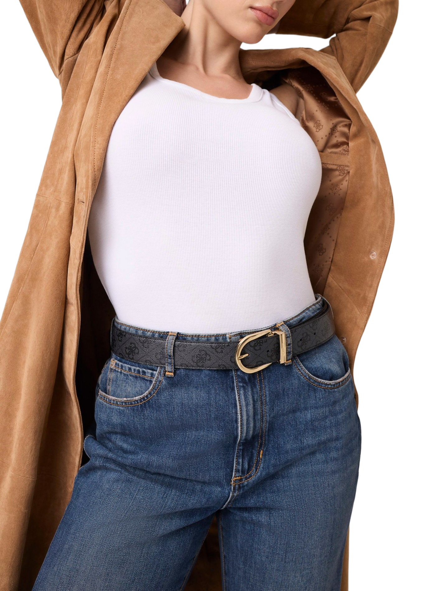 Ceinture imprimée effet cuir  GUESS Noir