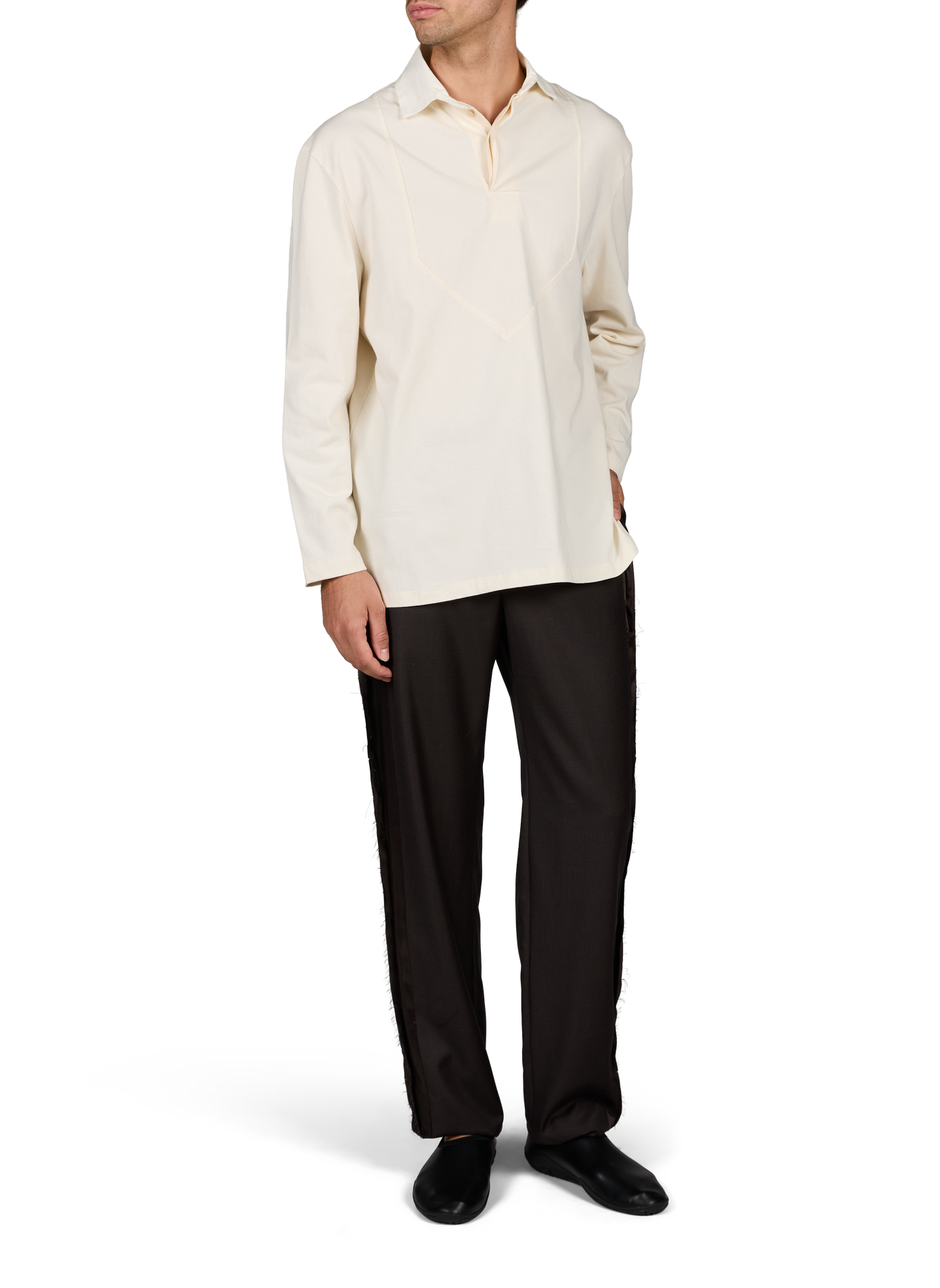 Long-sleeved cotton polo shirt SONIA CARRASCO Beige