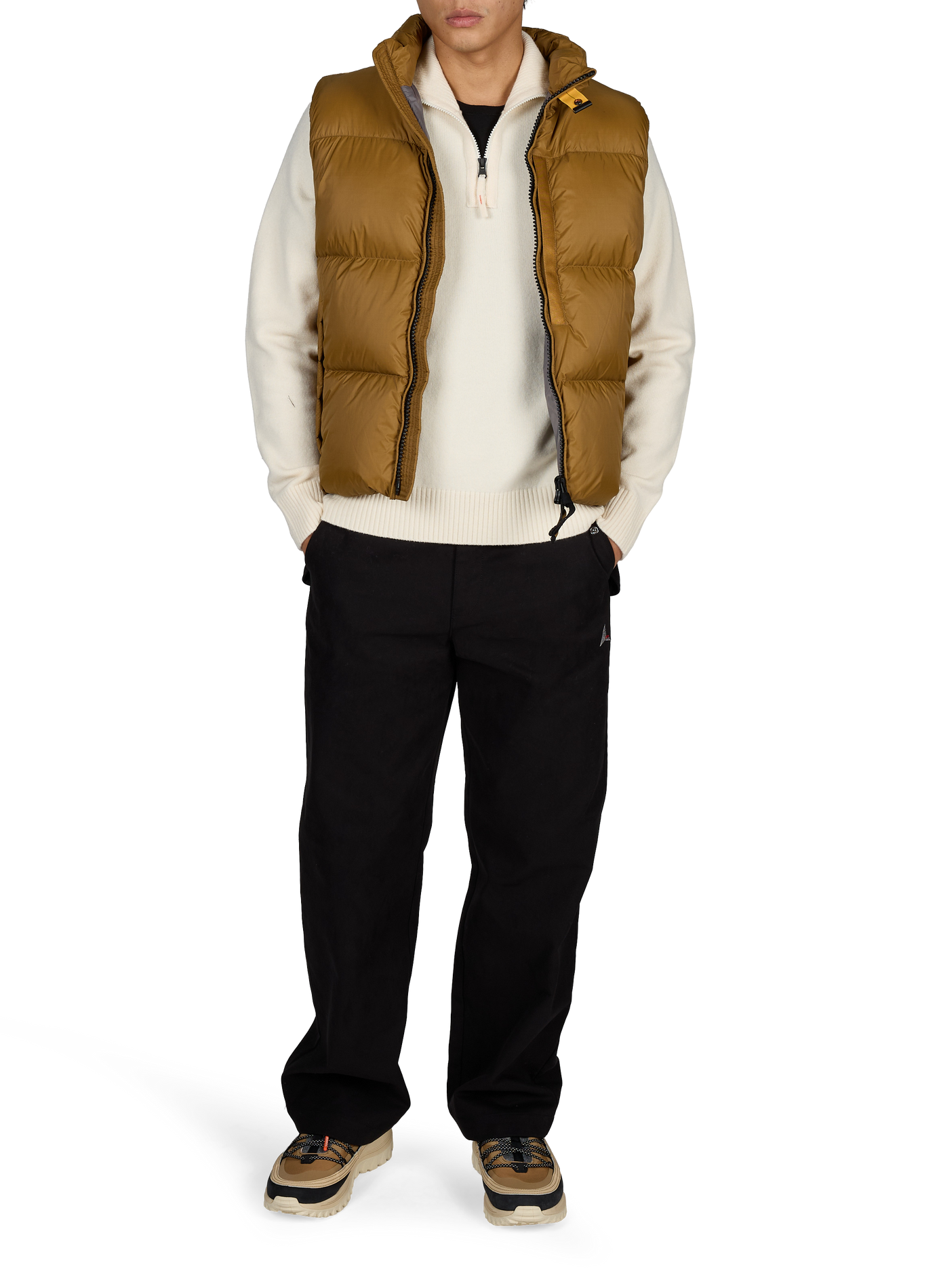 Pull droit à col montant zippé en laine mélangée PARAJUMPERS Beige