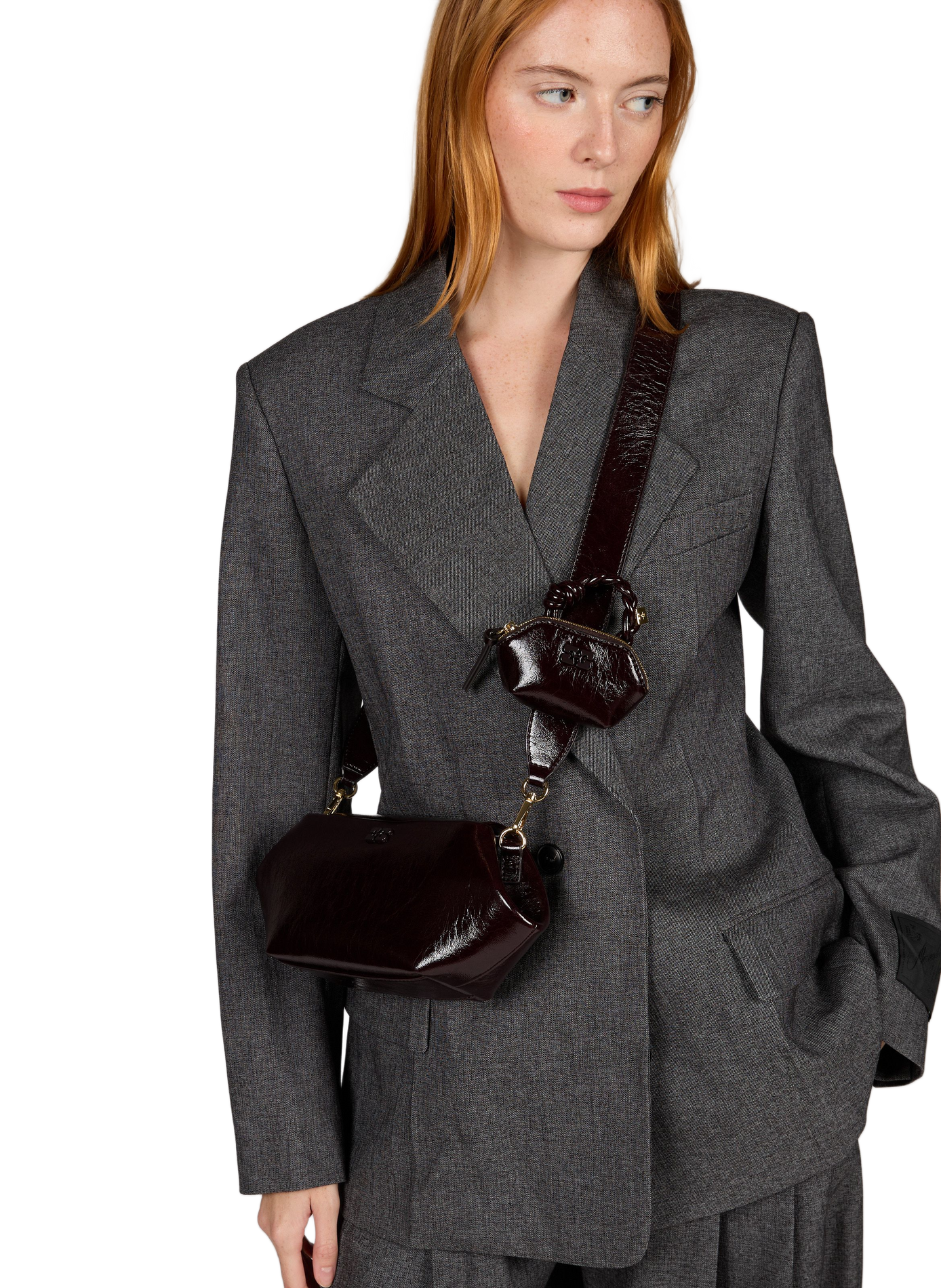 Bou East/West Shoulder Bag GANNI Brown