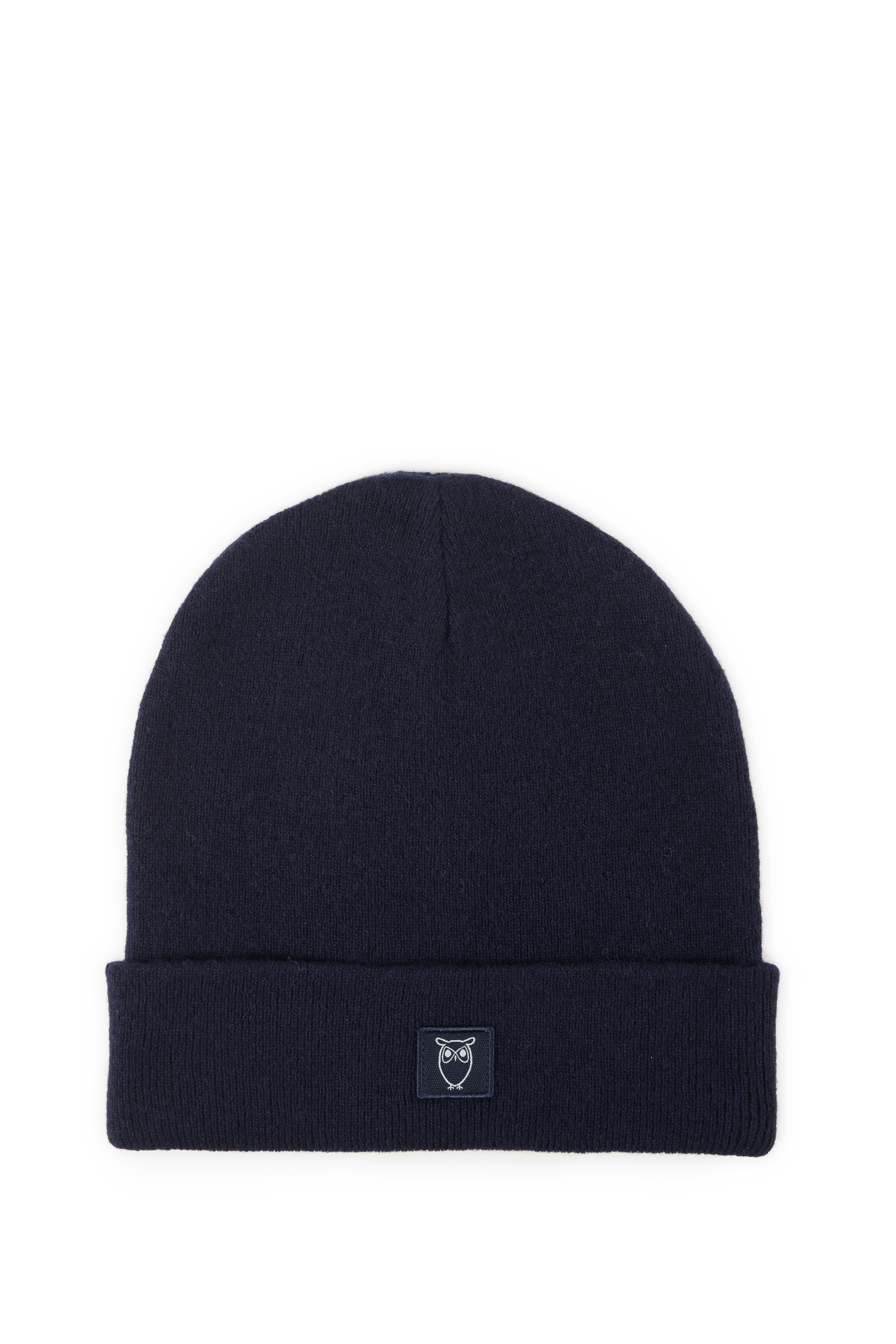 Plain wool turn-up beanie KNOWLEDGE COTTON Blue