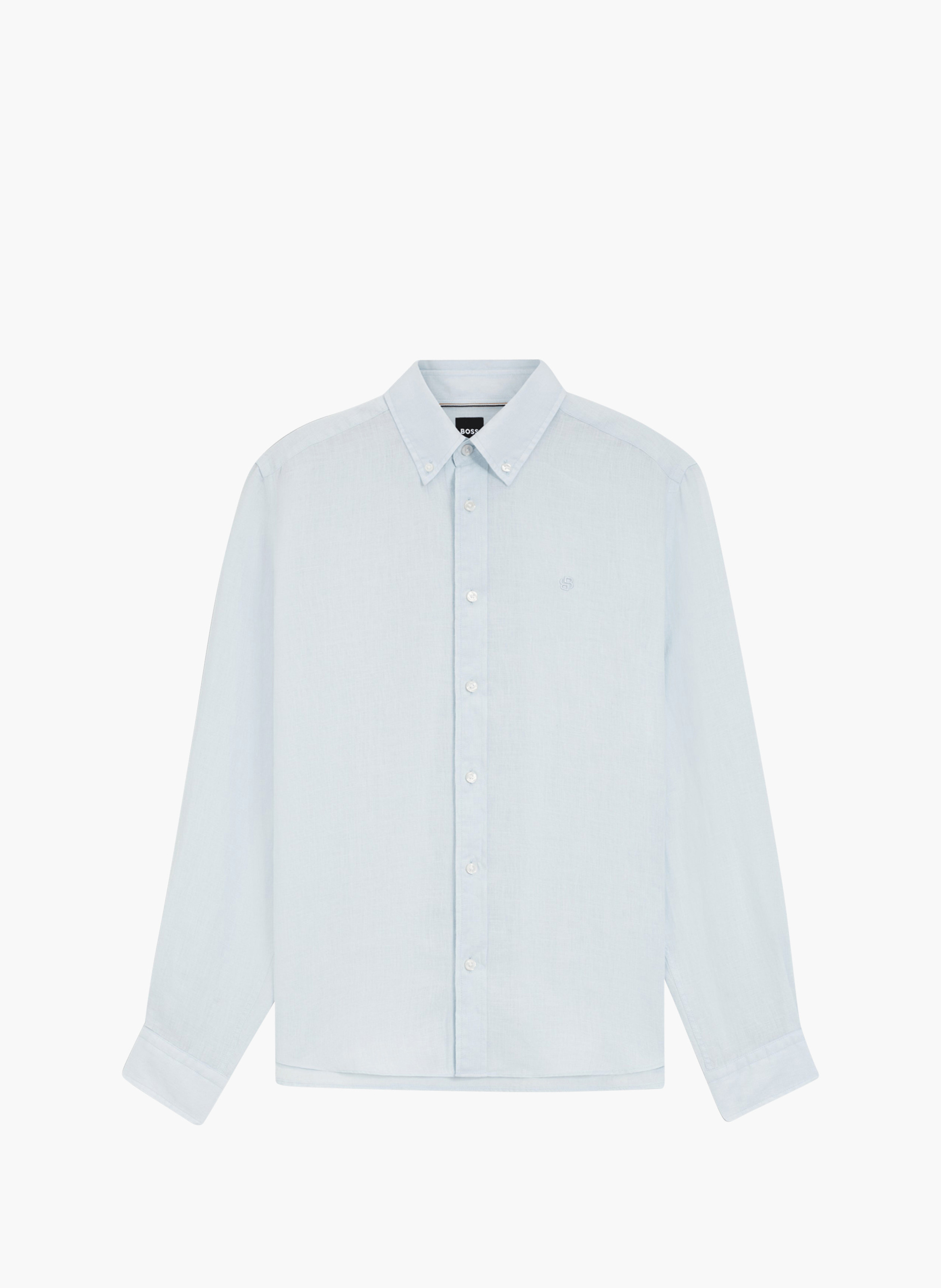 Chemise en lin col classique BOSS Bleu