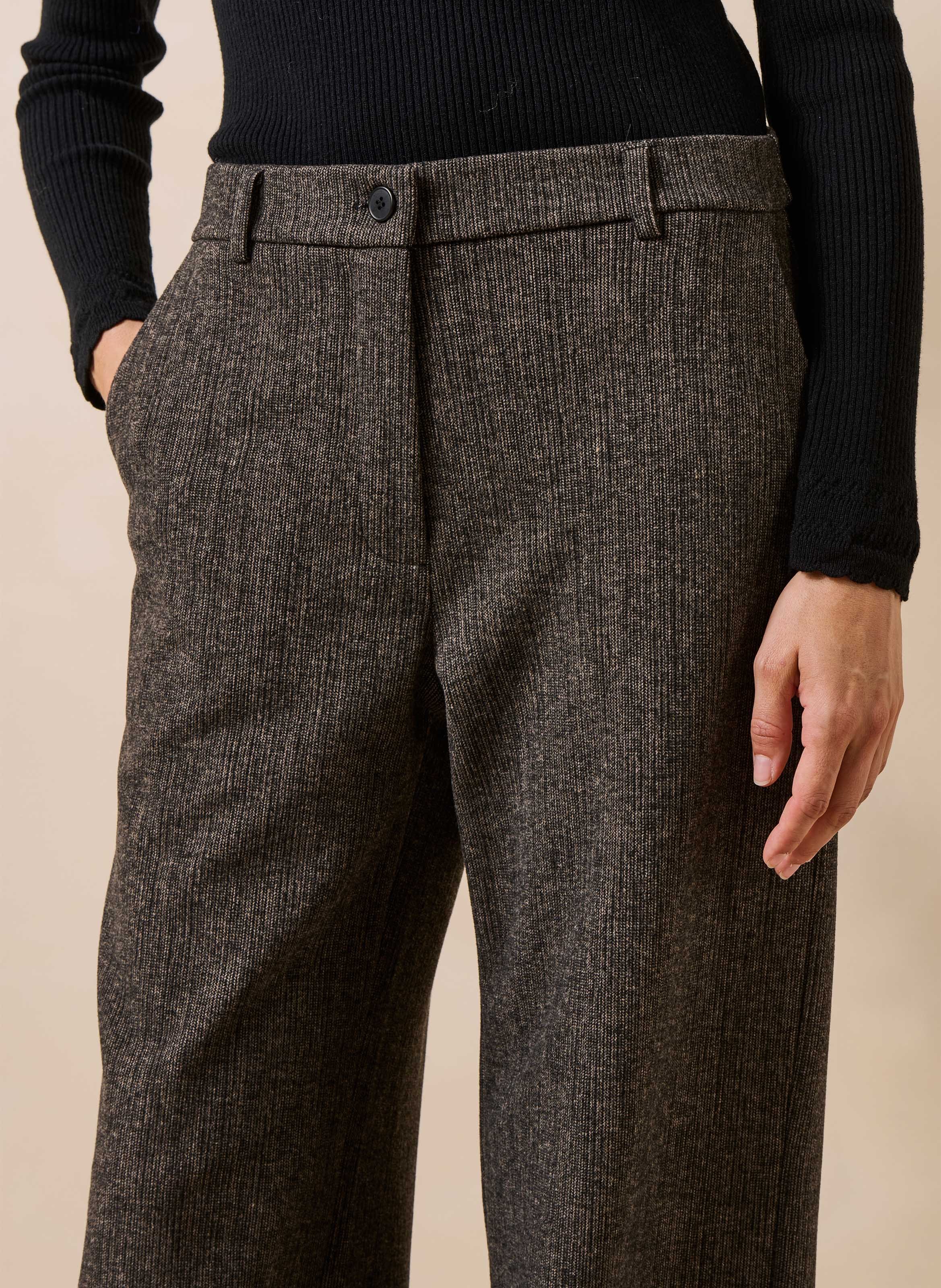 Rechte 7/8-broek met fluweeleffect LA FEE MARABOUTEE Bruin