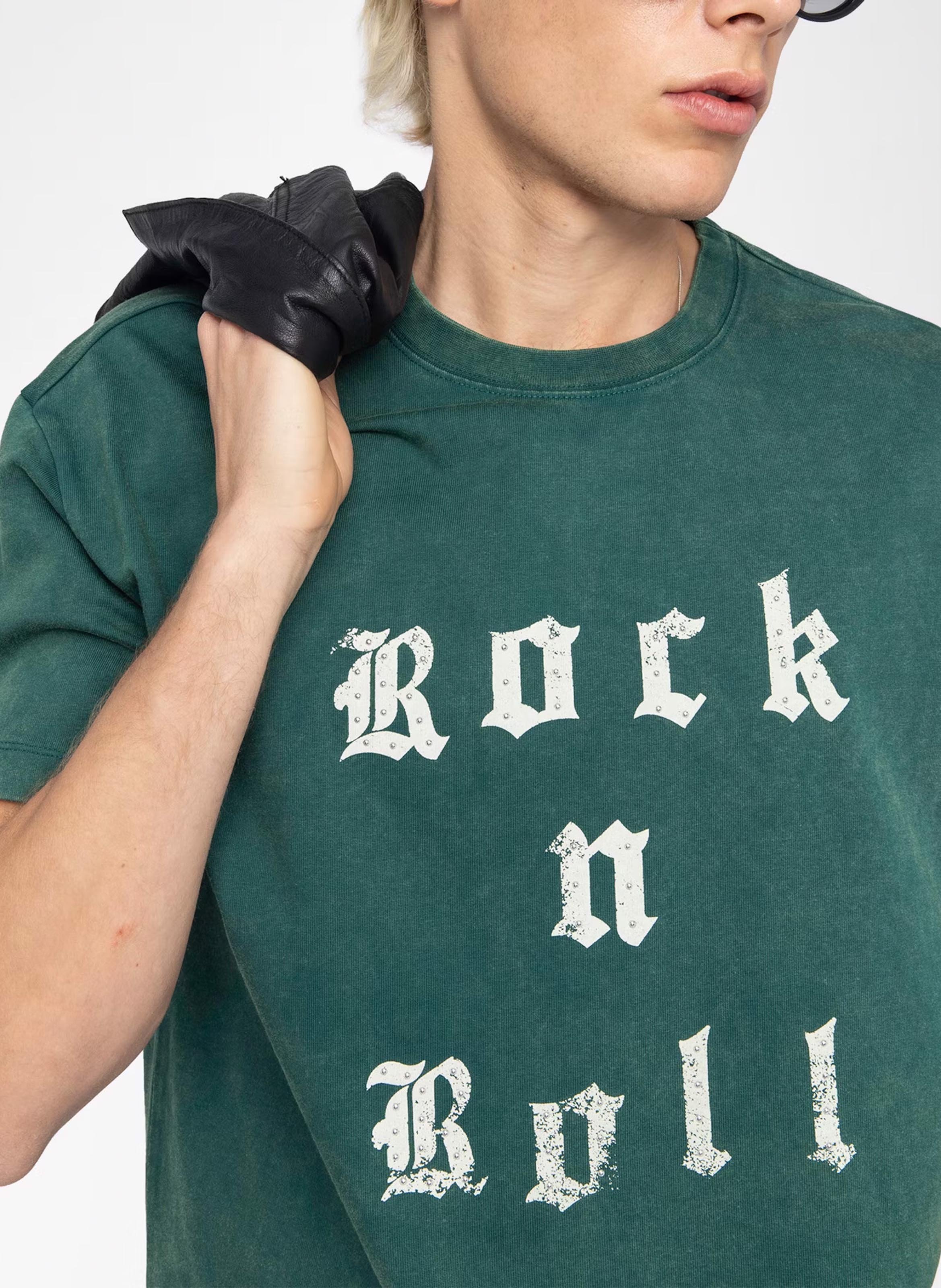 Tee-shirt ample col rond sérigraphié en coton teddy ZADIG&VOLTAIRE Vert