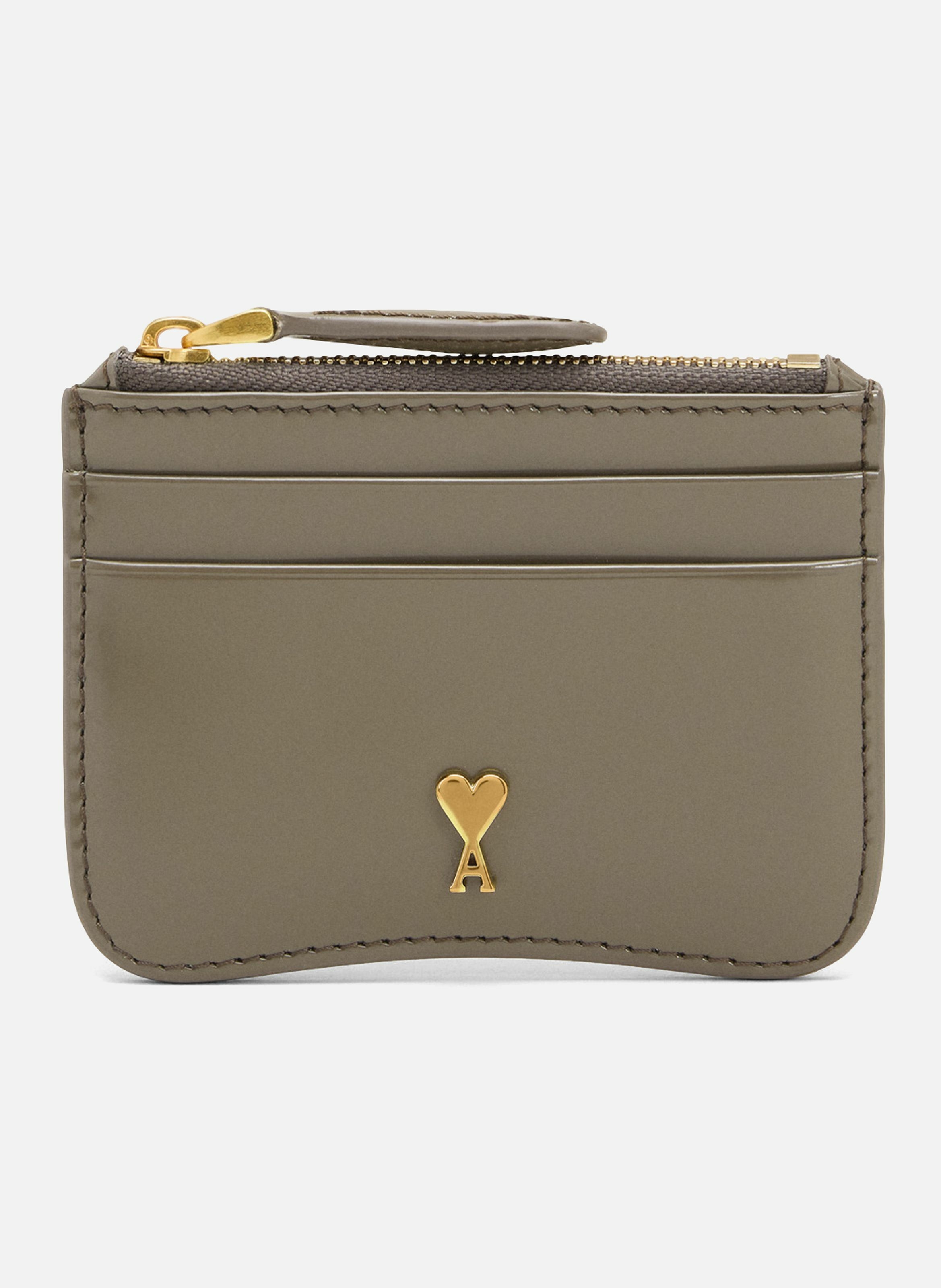 Porte Cartes Zippé Paris Paris En Cuir Glacé unisexe AMI PARIS Gris