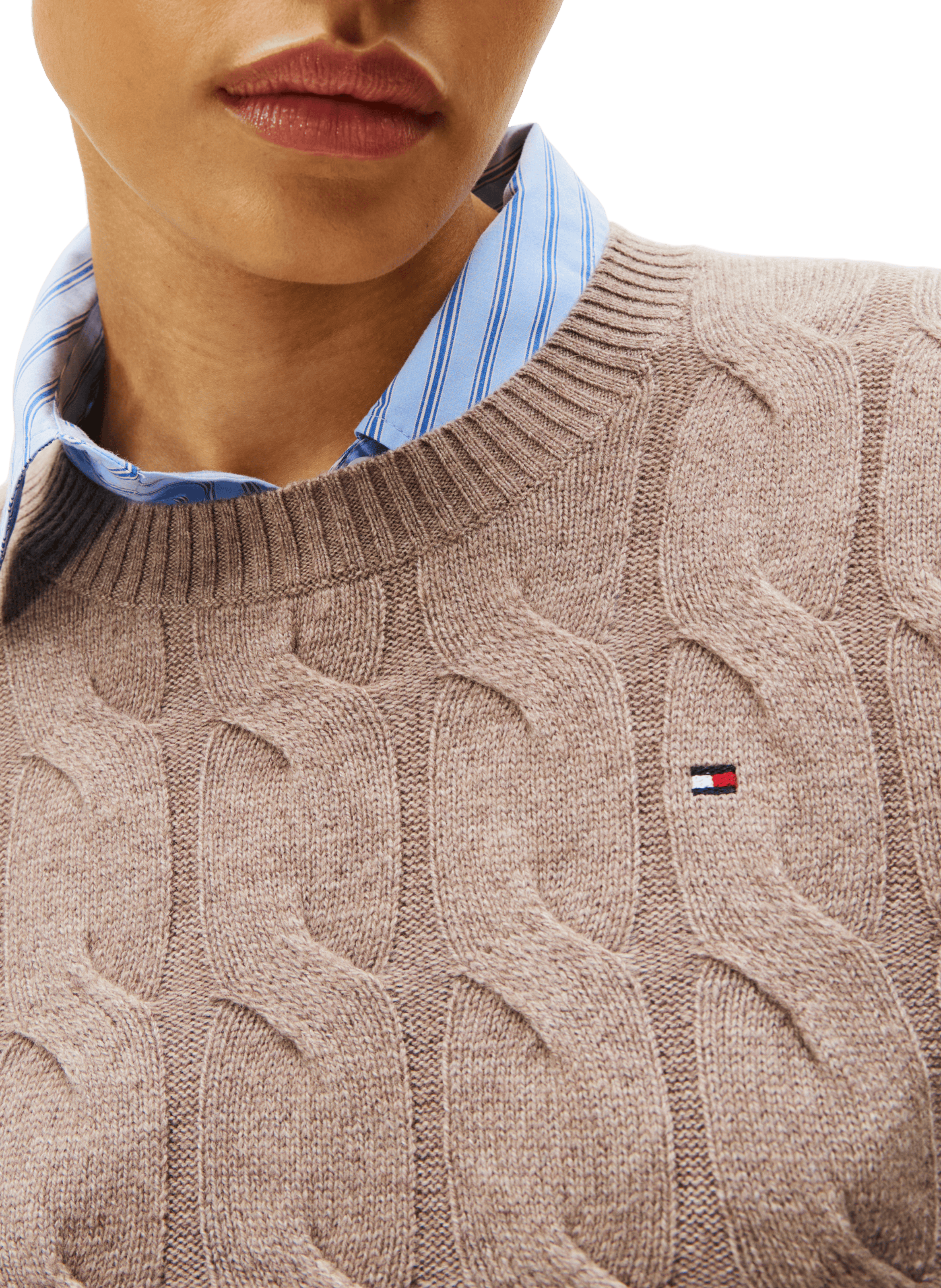 Pull torsadé en laine  TOMMY HILFIGER Gris