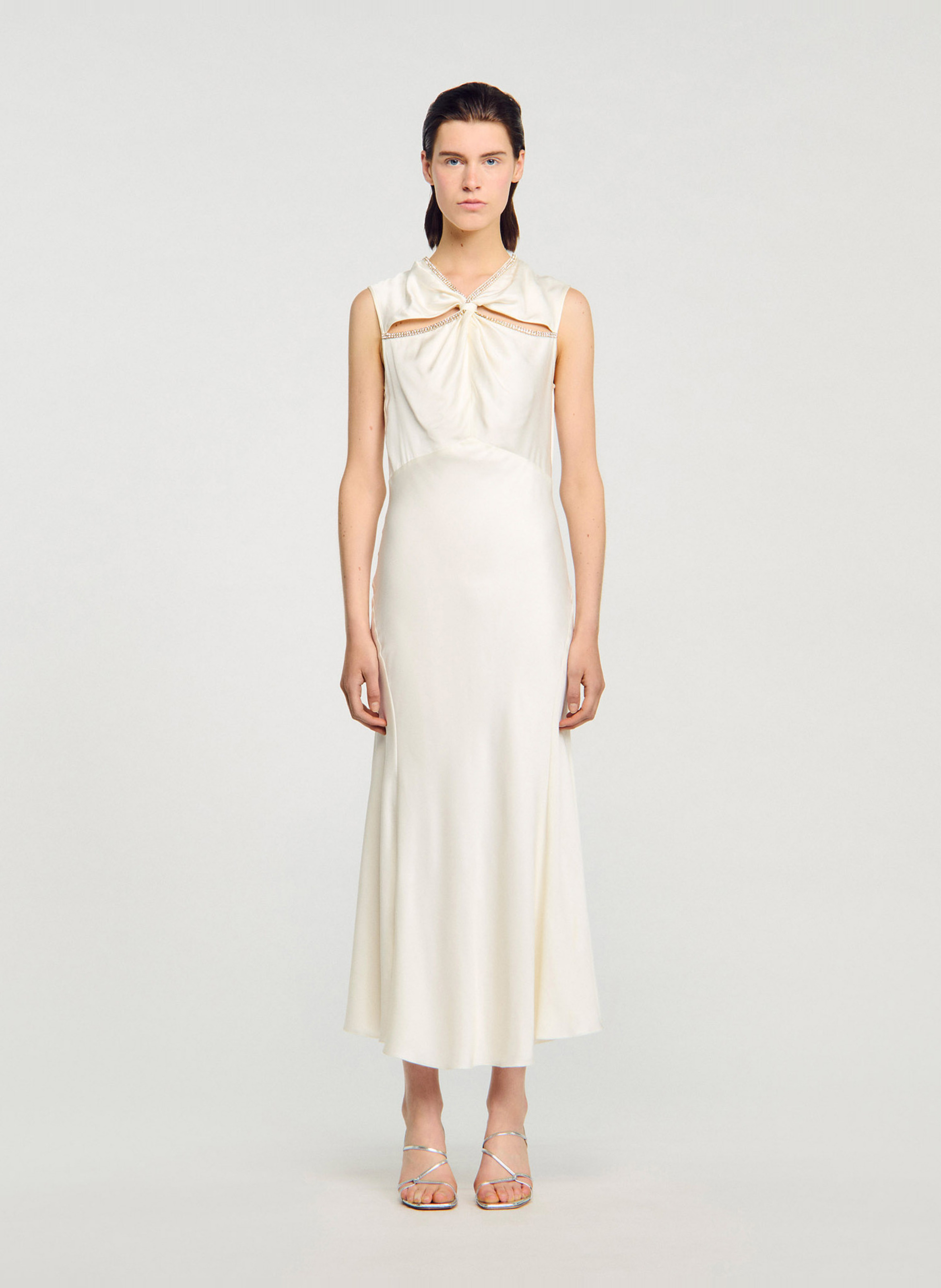 Robe longue satinée SANDRO Blanc