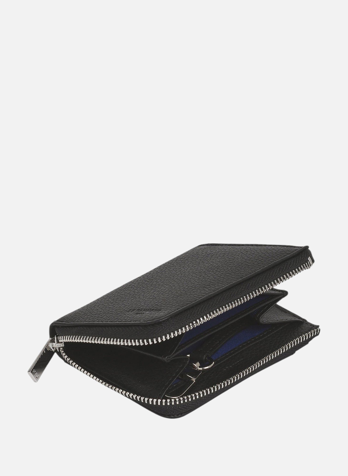 Porte monnaie zip en l charles en cuir grainé Noir