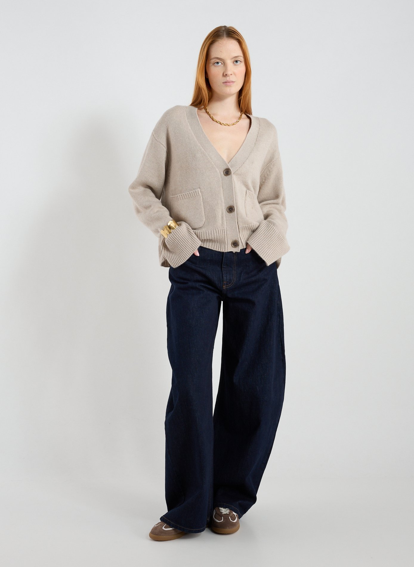 V-neck wool and cashmere Beja cardigan ALMADA Beige