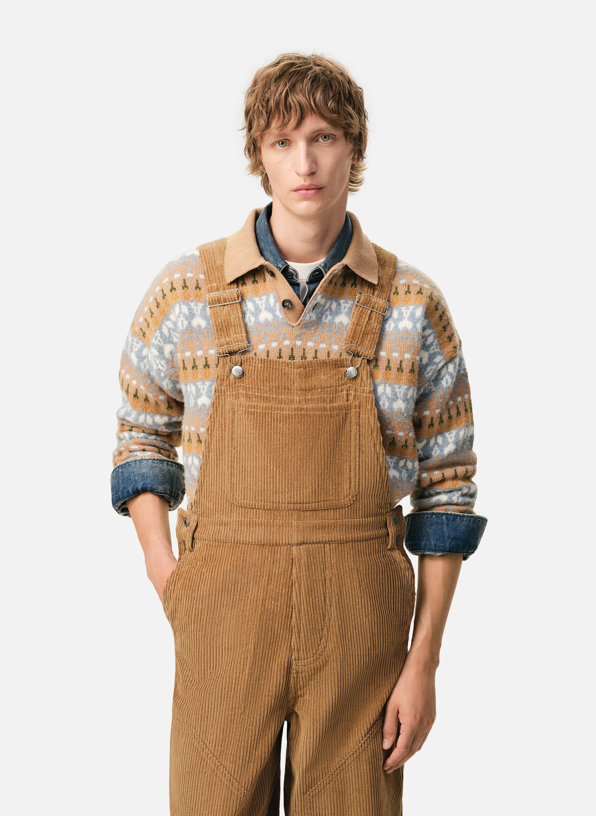 Salopette worker en coton AMI PARIS Marron