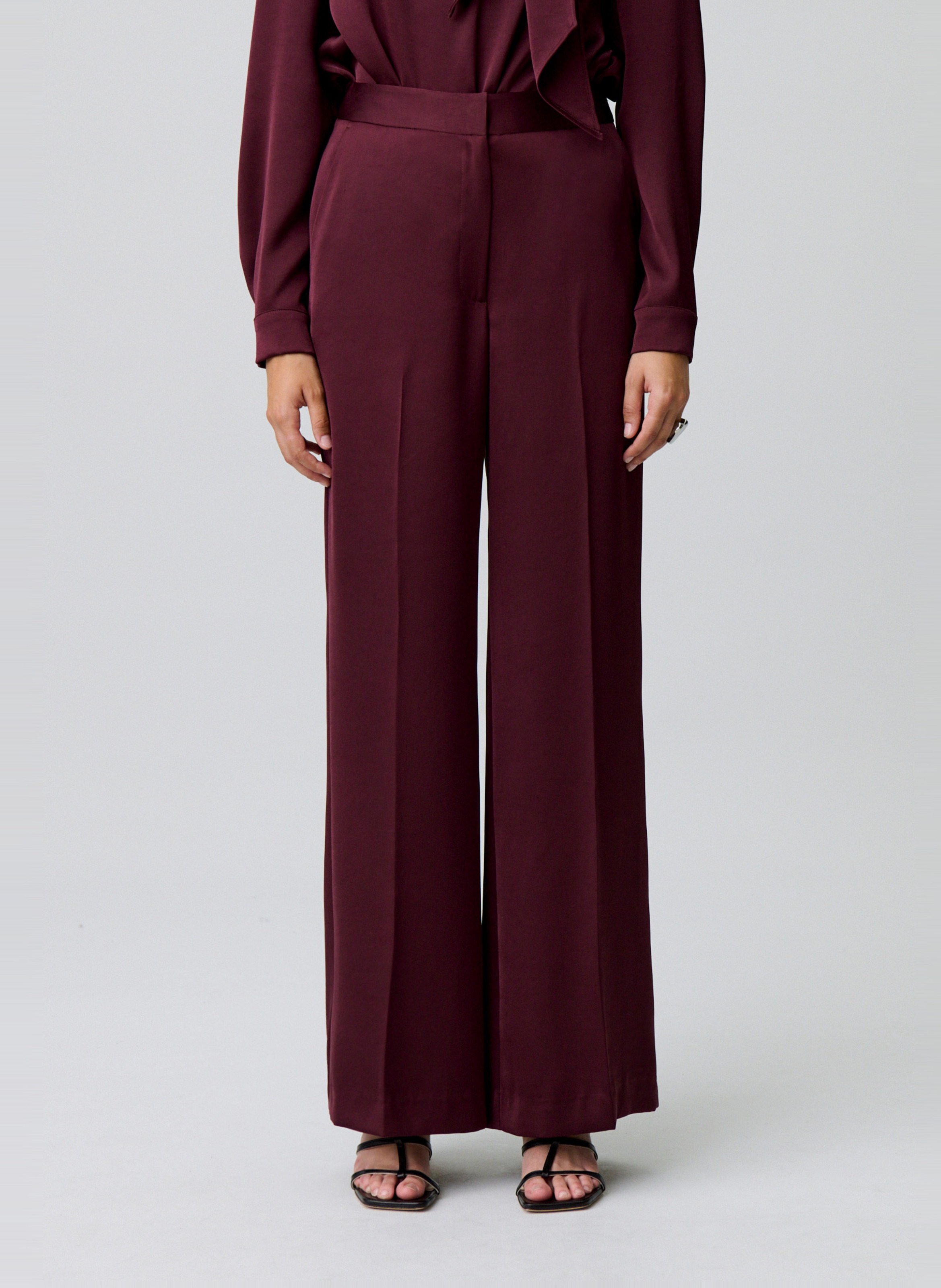 CLAUDIE PIERLOT Pantalon large satiné paula Rouge
