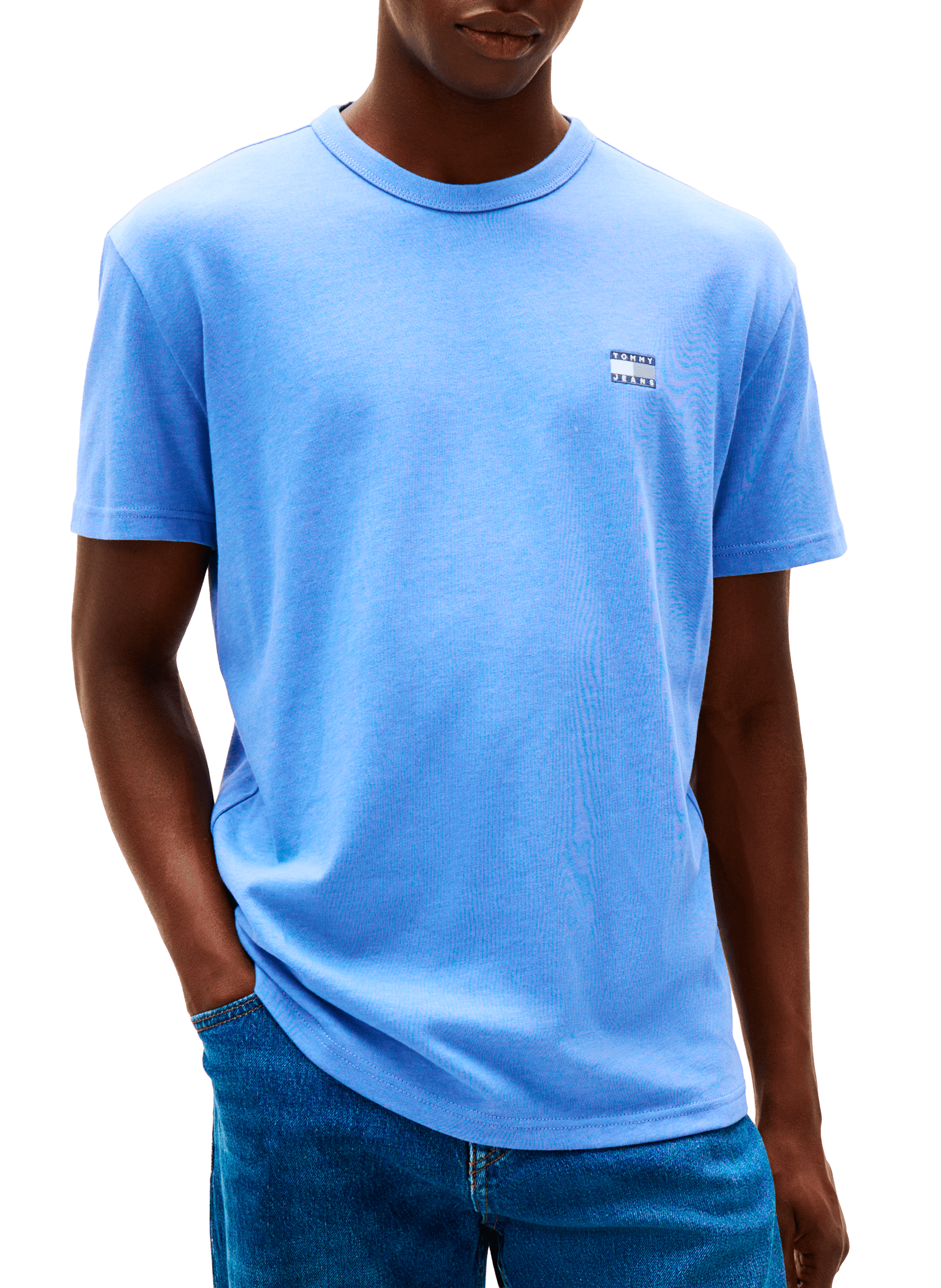 Round neck short sleeve t-shirt with embroidered logo TOMMY HILFIGER Blue