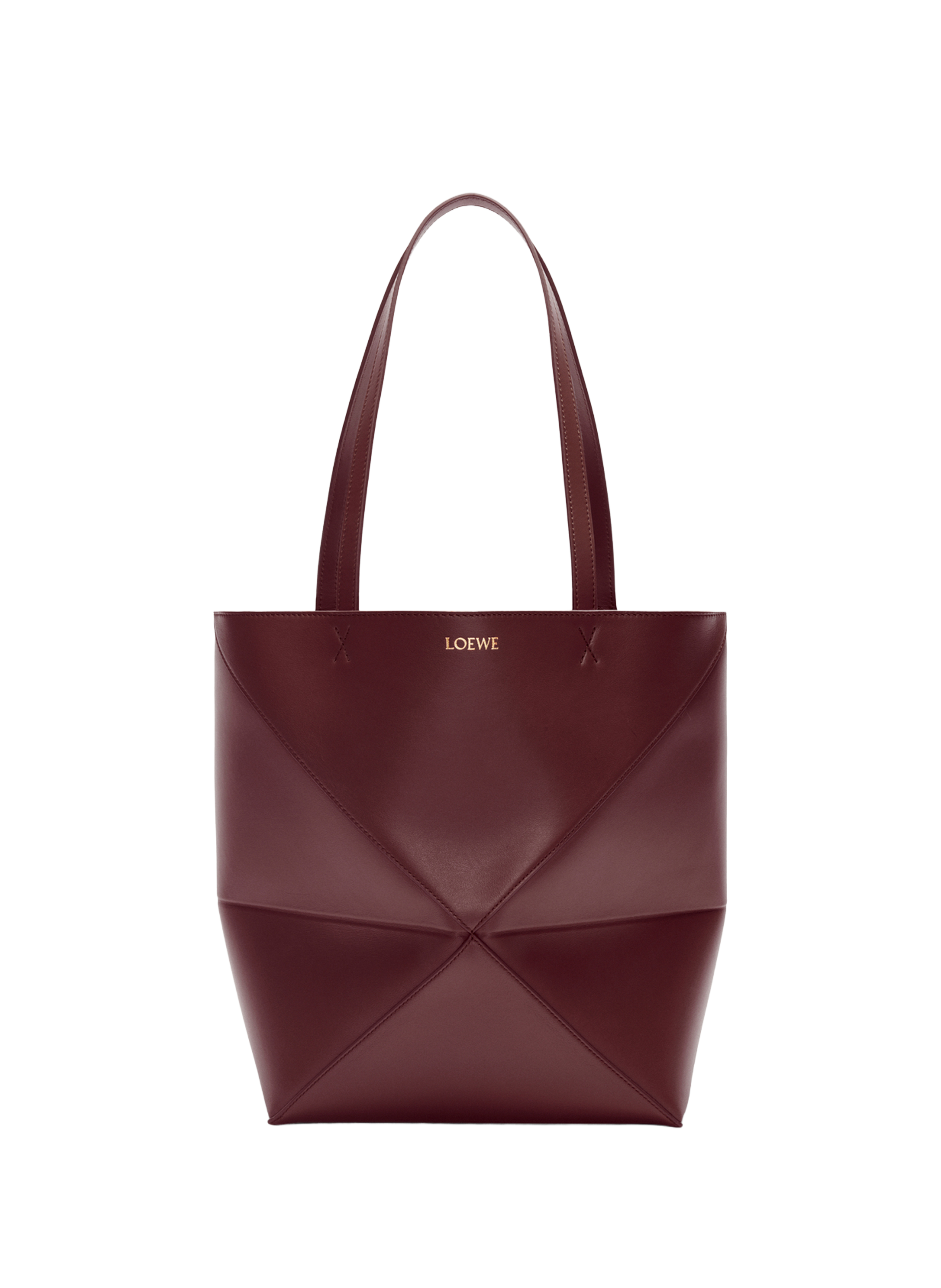 LOEWE Medium Puzzle Fold leather tote in shiny calfskin Red