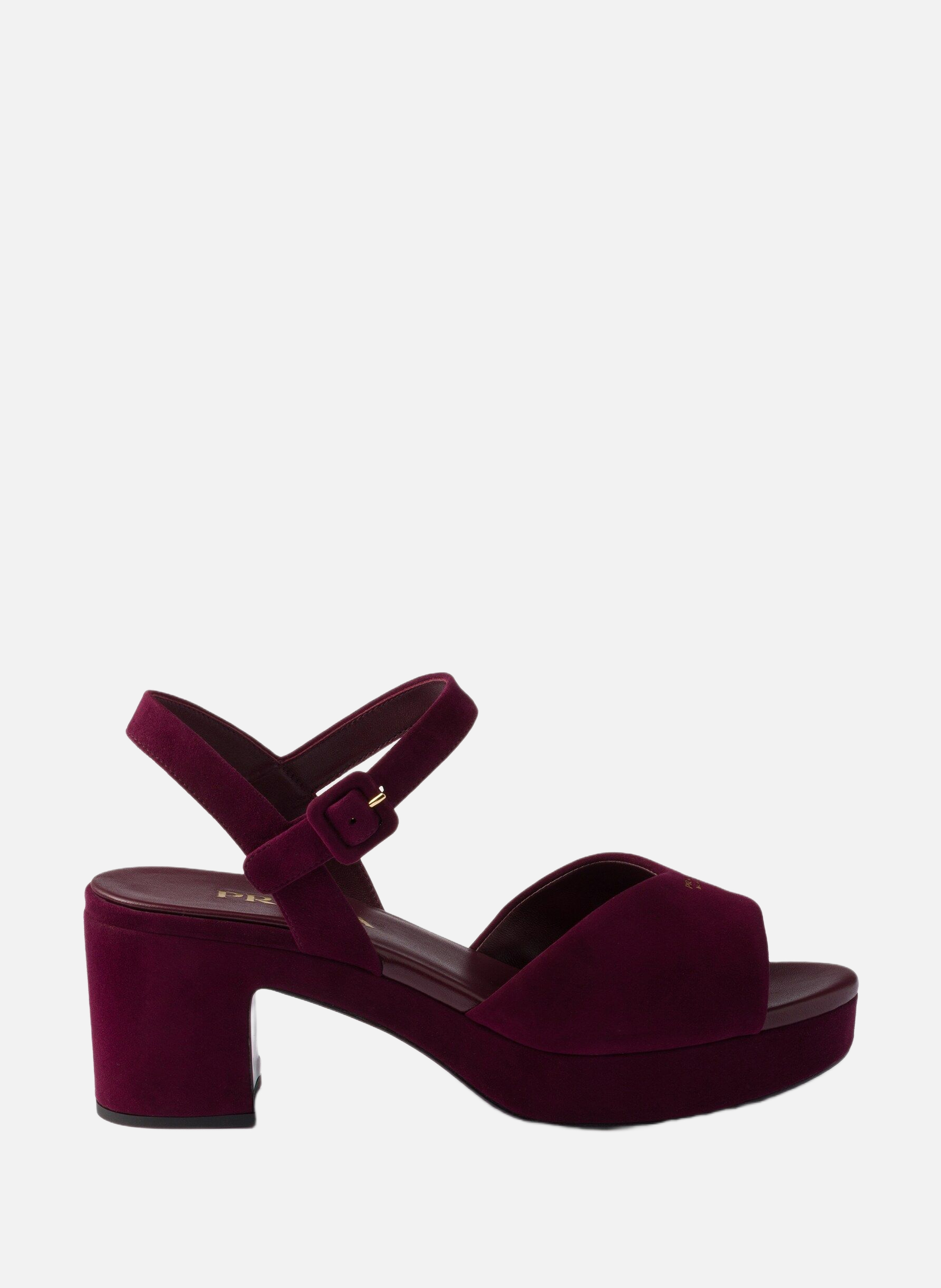 Sandales en veau velours matelassé PRADA Rouge