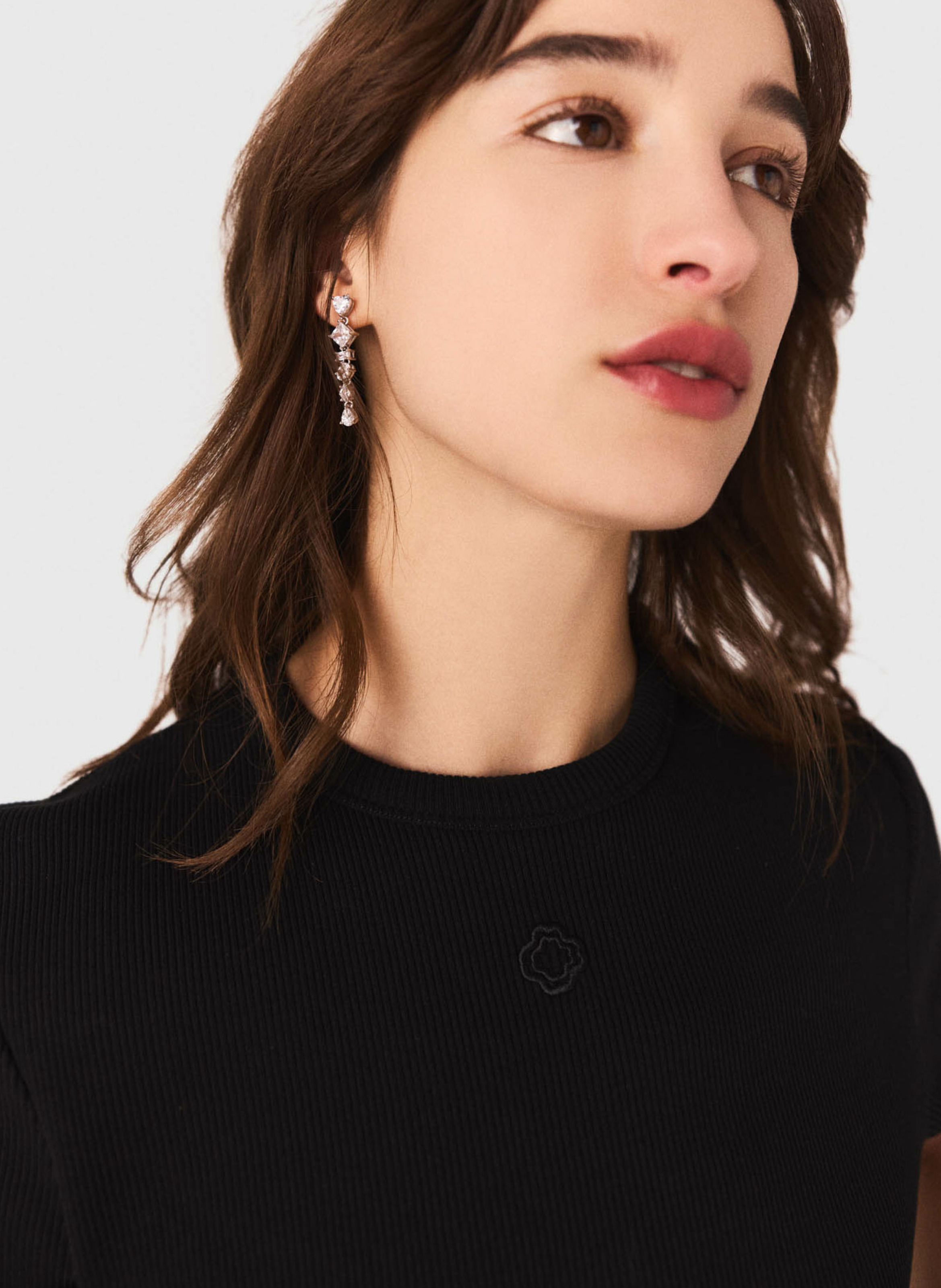 Jupe courte imprimée à taille haute MAJE Noir