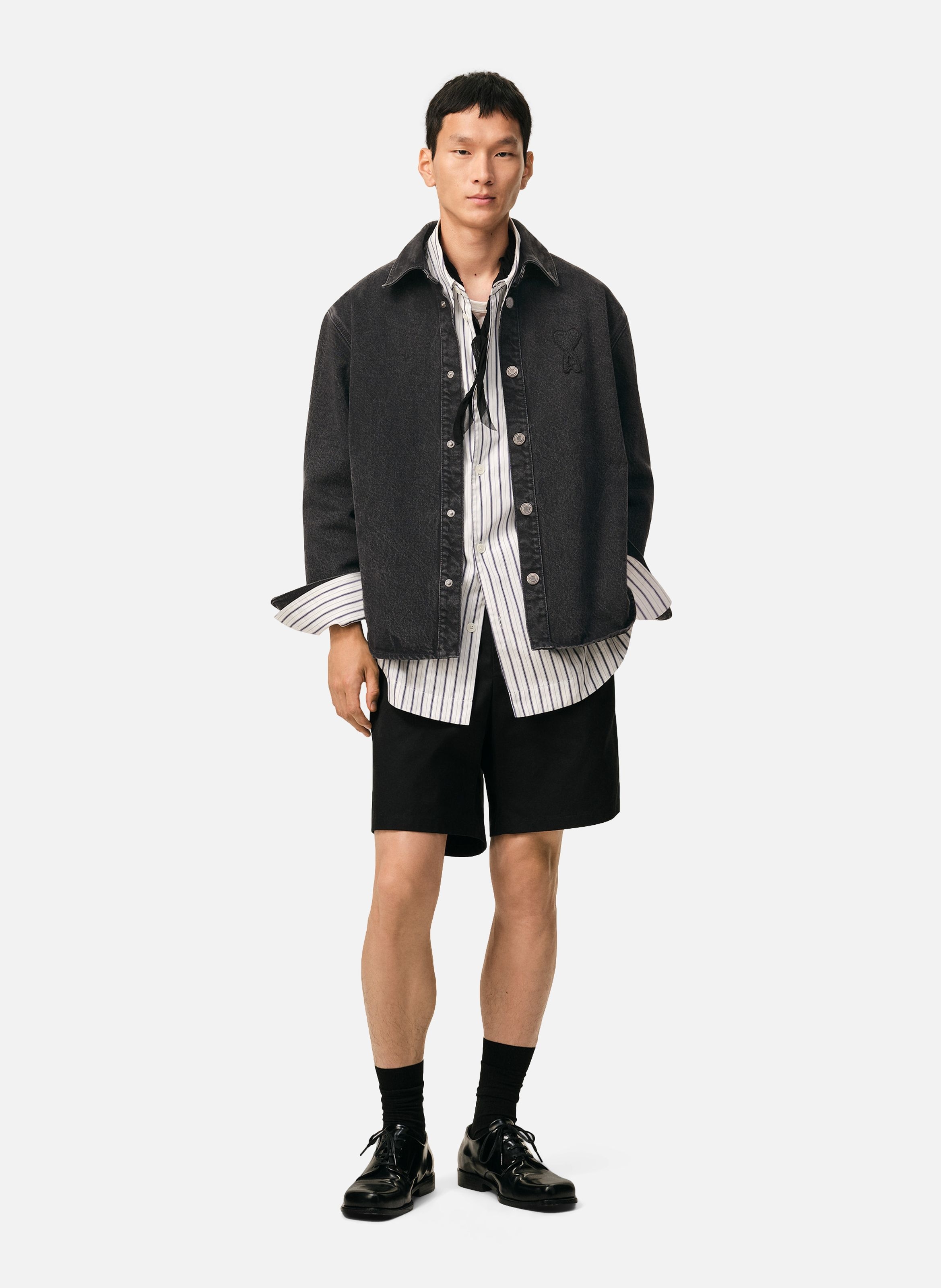 Surchemise ami de coeur en crochet unisexe en coton AMI PARIS Noir