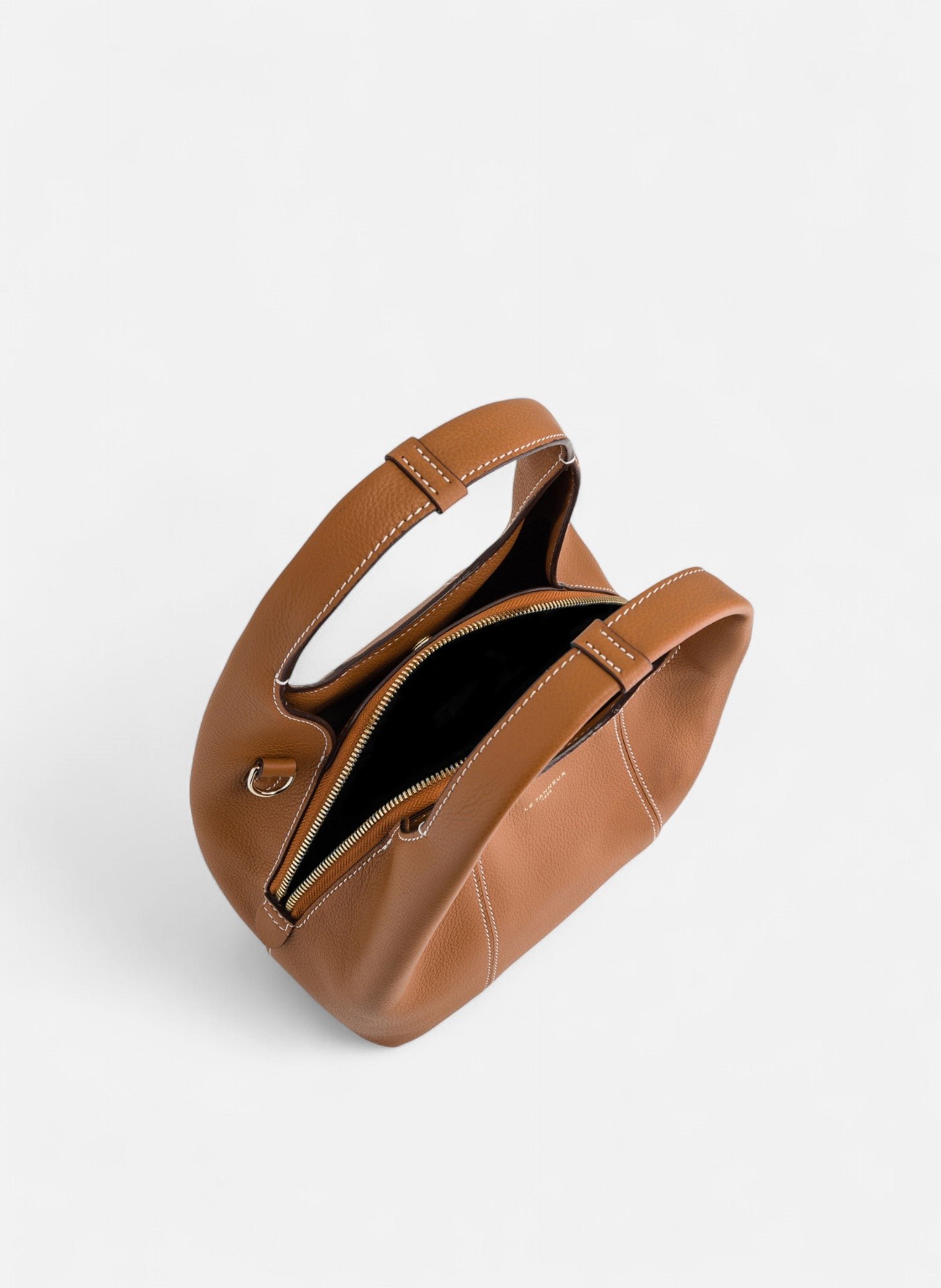 Petit sac à main juliette en cuir grainé LE TANNEUR Marron