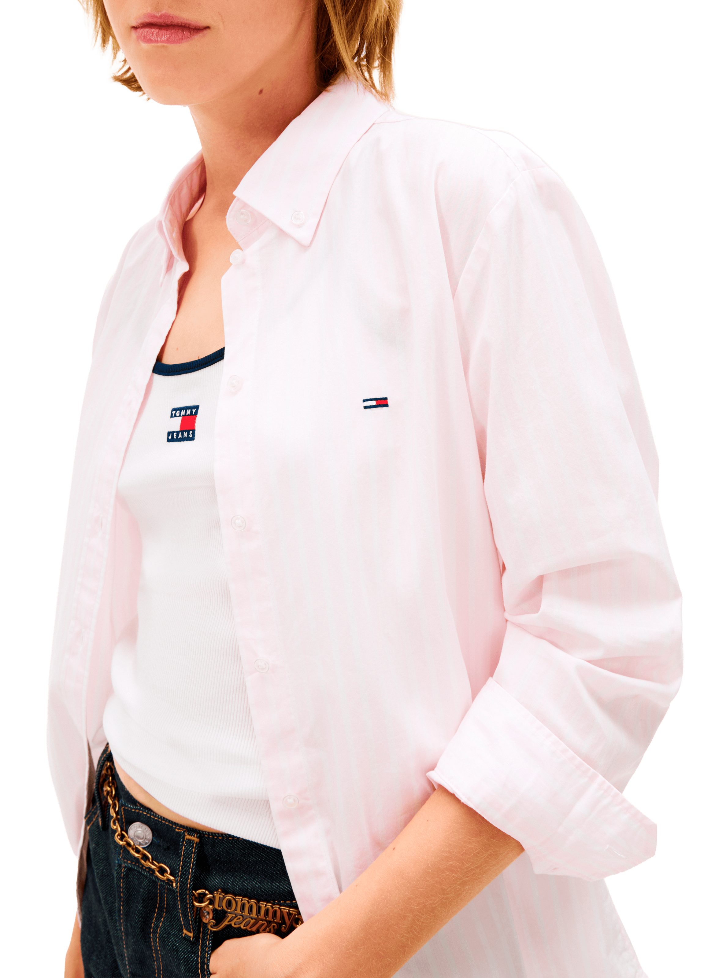 Straight striped cotton shirt TOMMY HILFIGER Pink