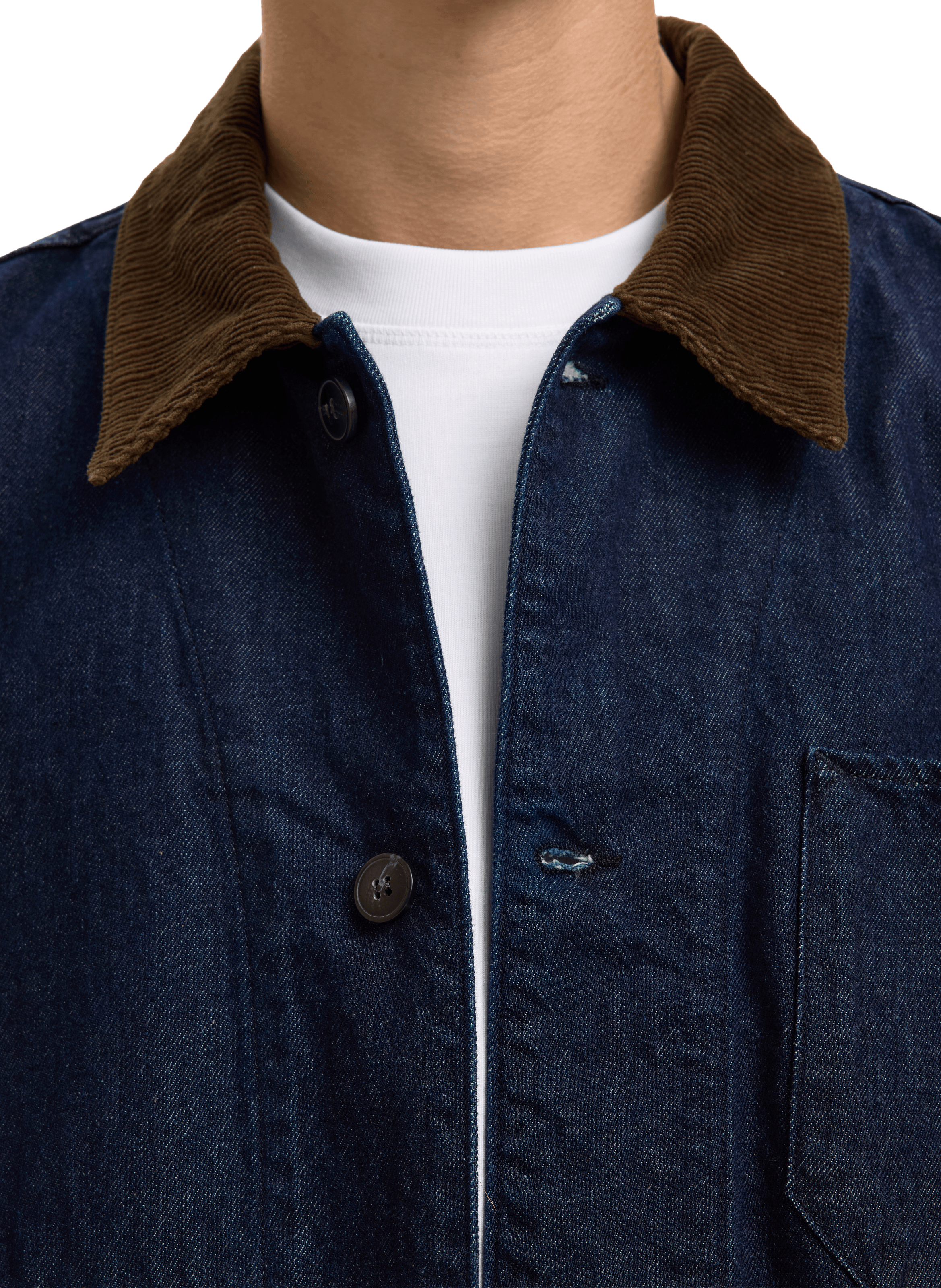 Veste à col côtelé en coton SELECTED Bleu