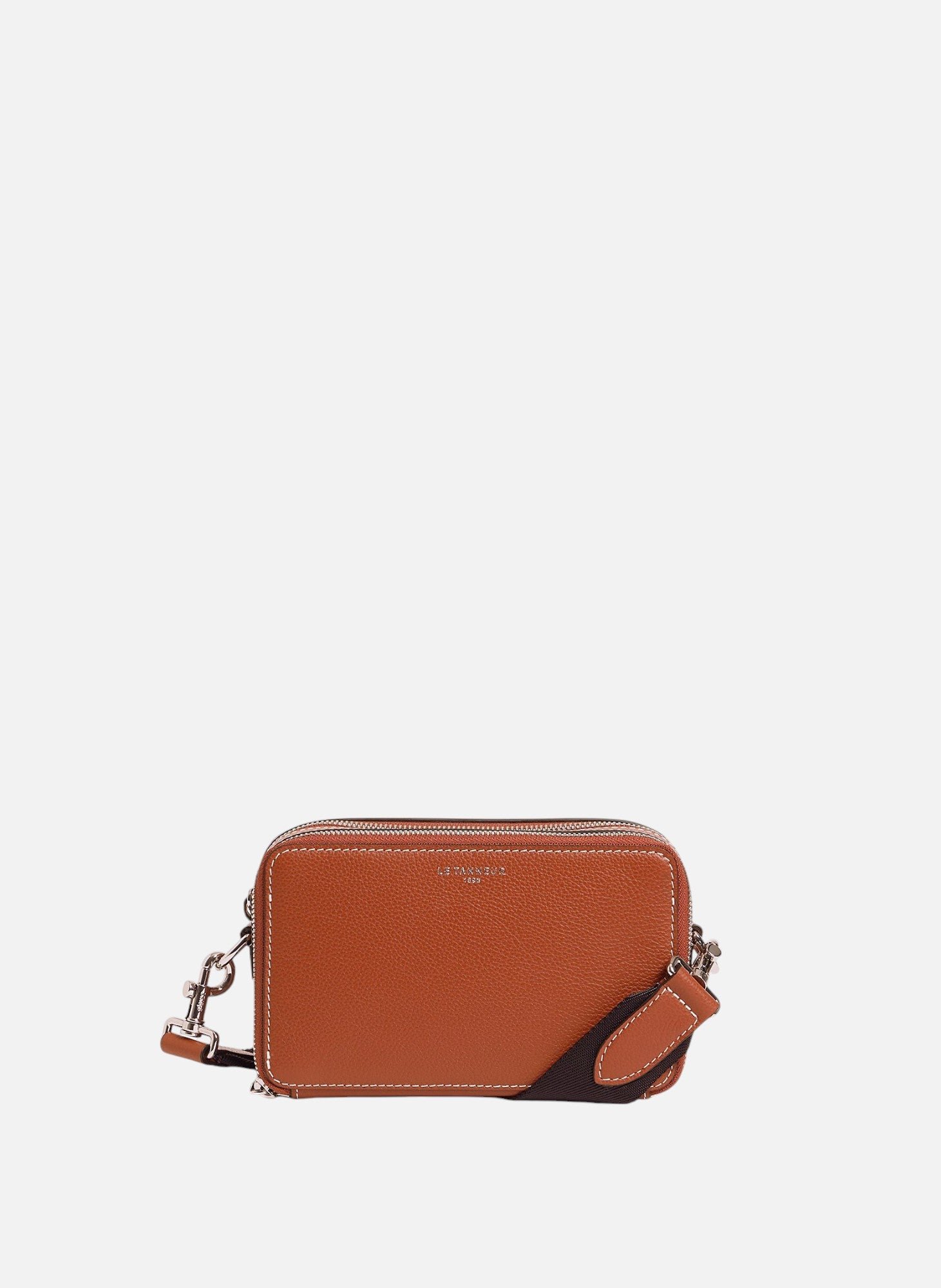 Petite sacoche 2 compartiments emile en cuir grainé LE TANNEUR Marron