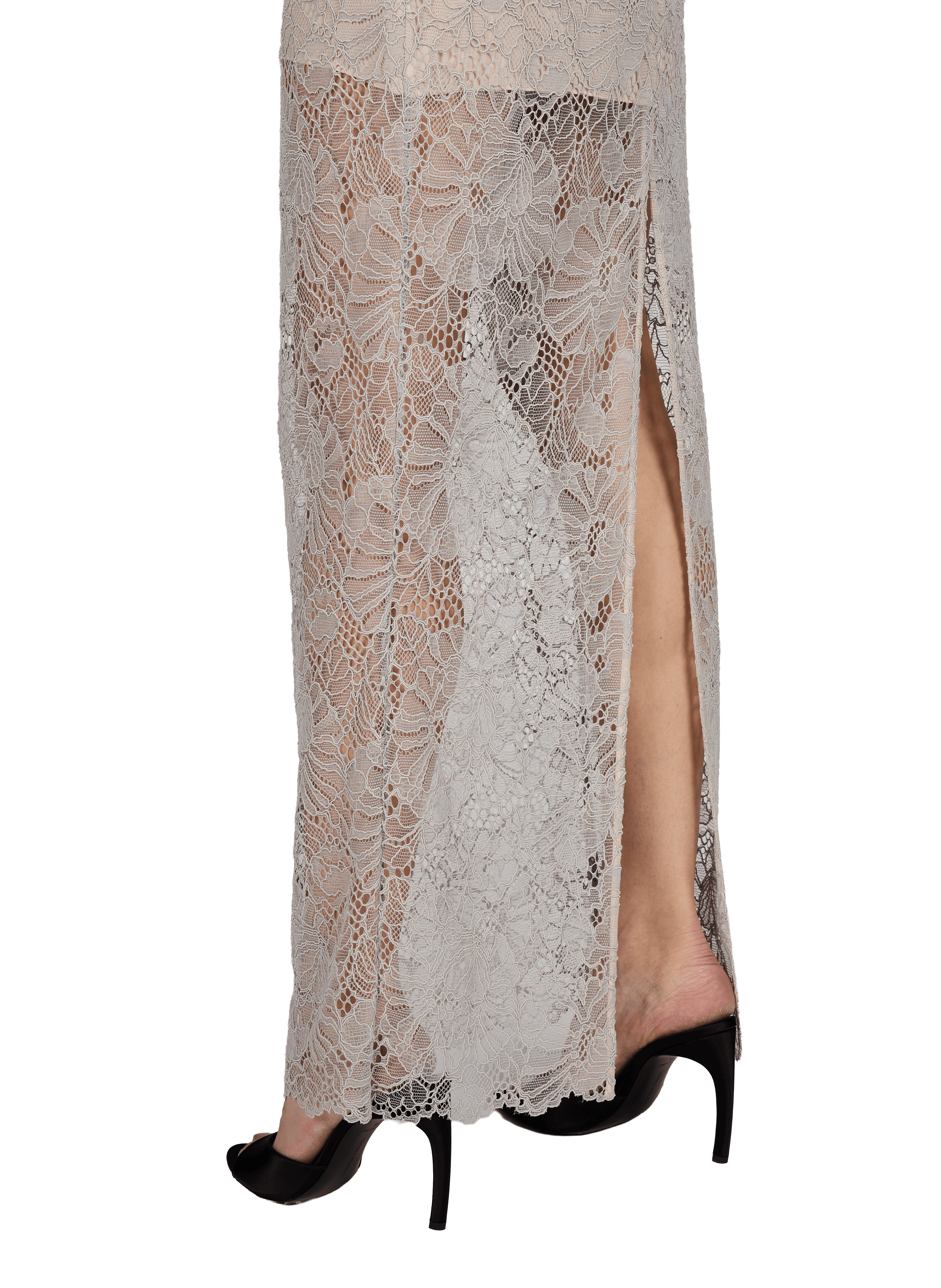 Robe longue bustier en dentelle ROTATE Gris