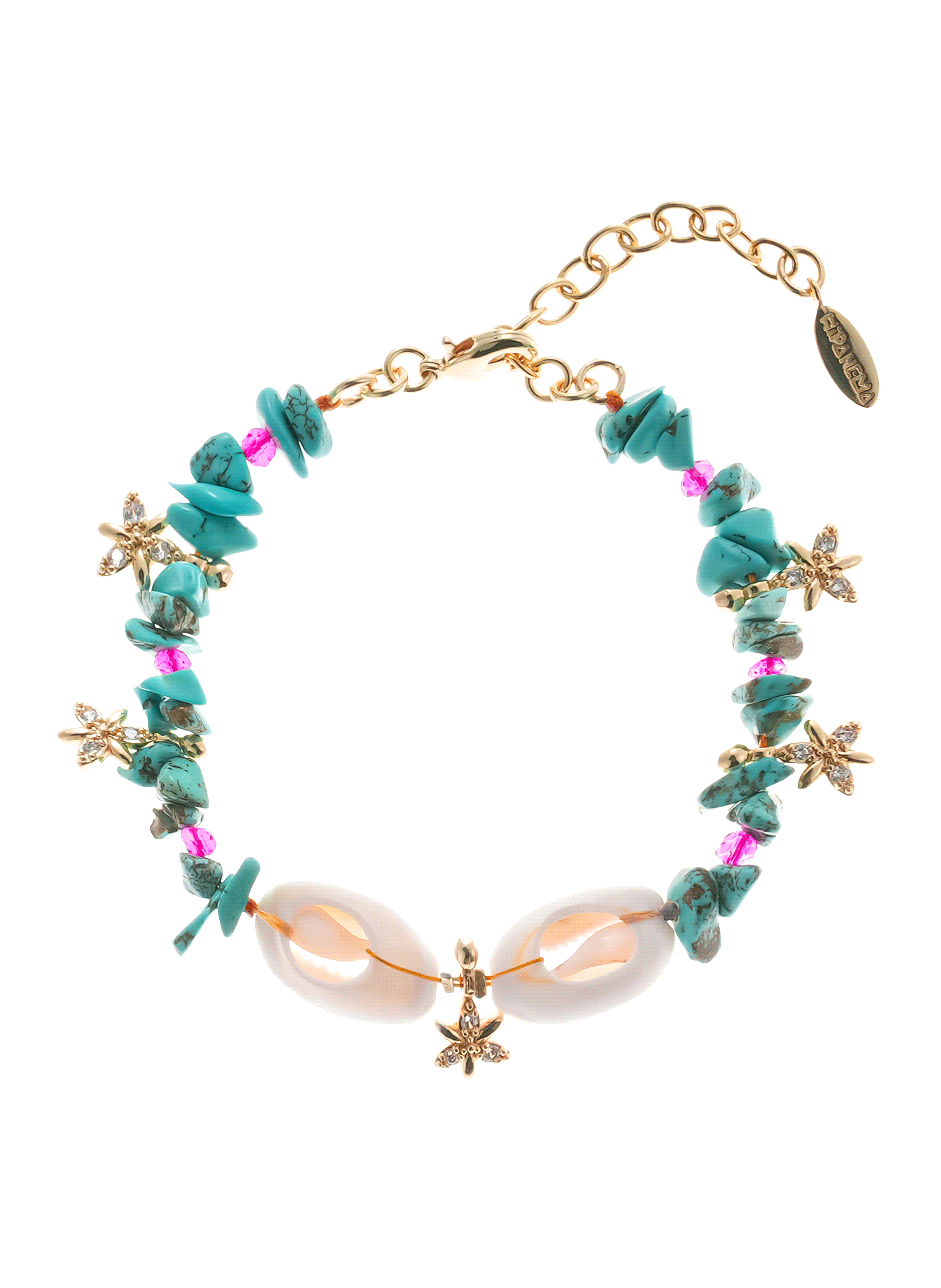 Bracelet perles réglable avec coquillages et pampilles kikori HIPANEMA Bleu