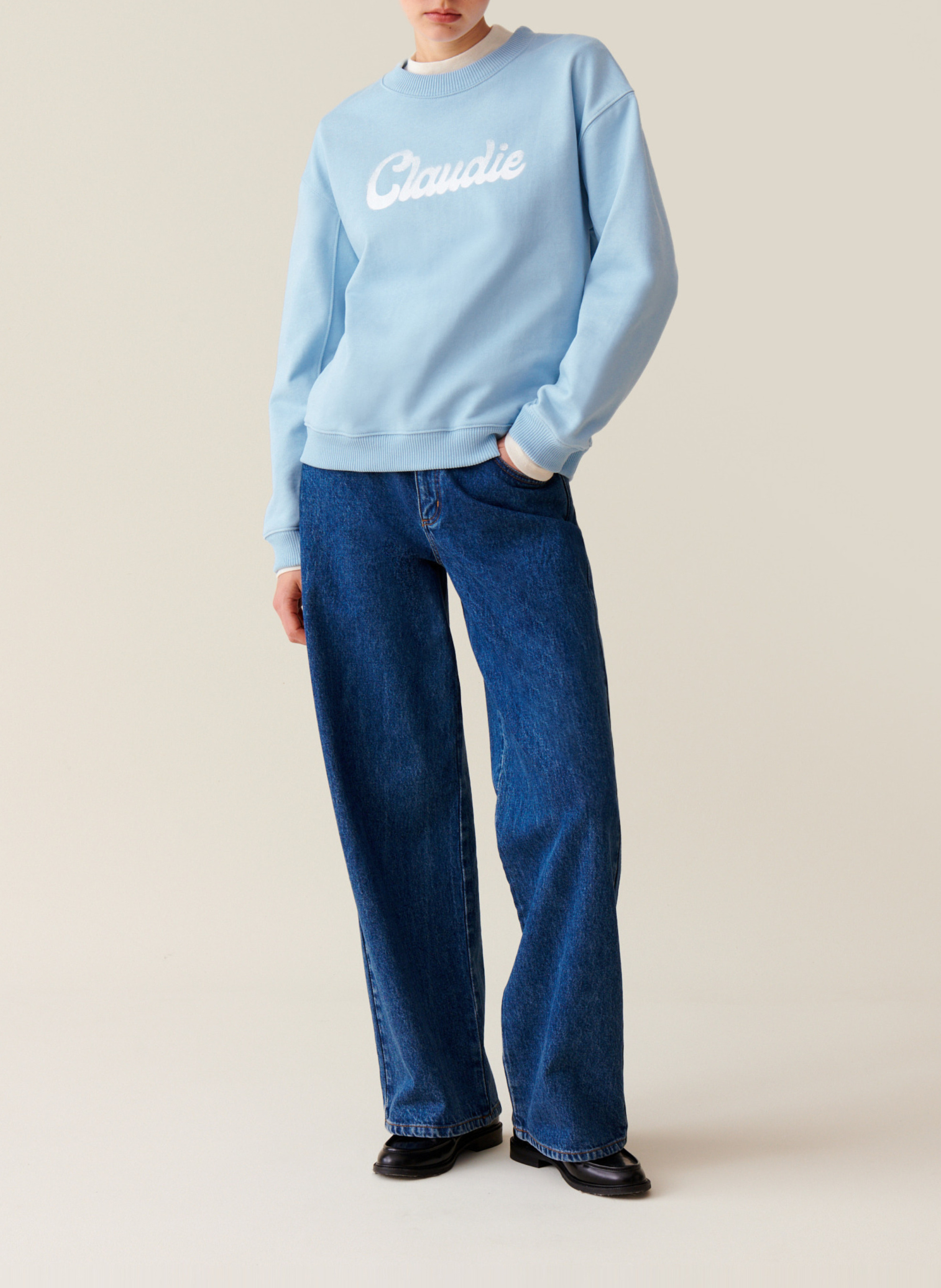 Sweatshirt ample imprimé en coton CLAUDIE PIERLOT Bleu
