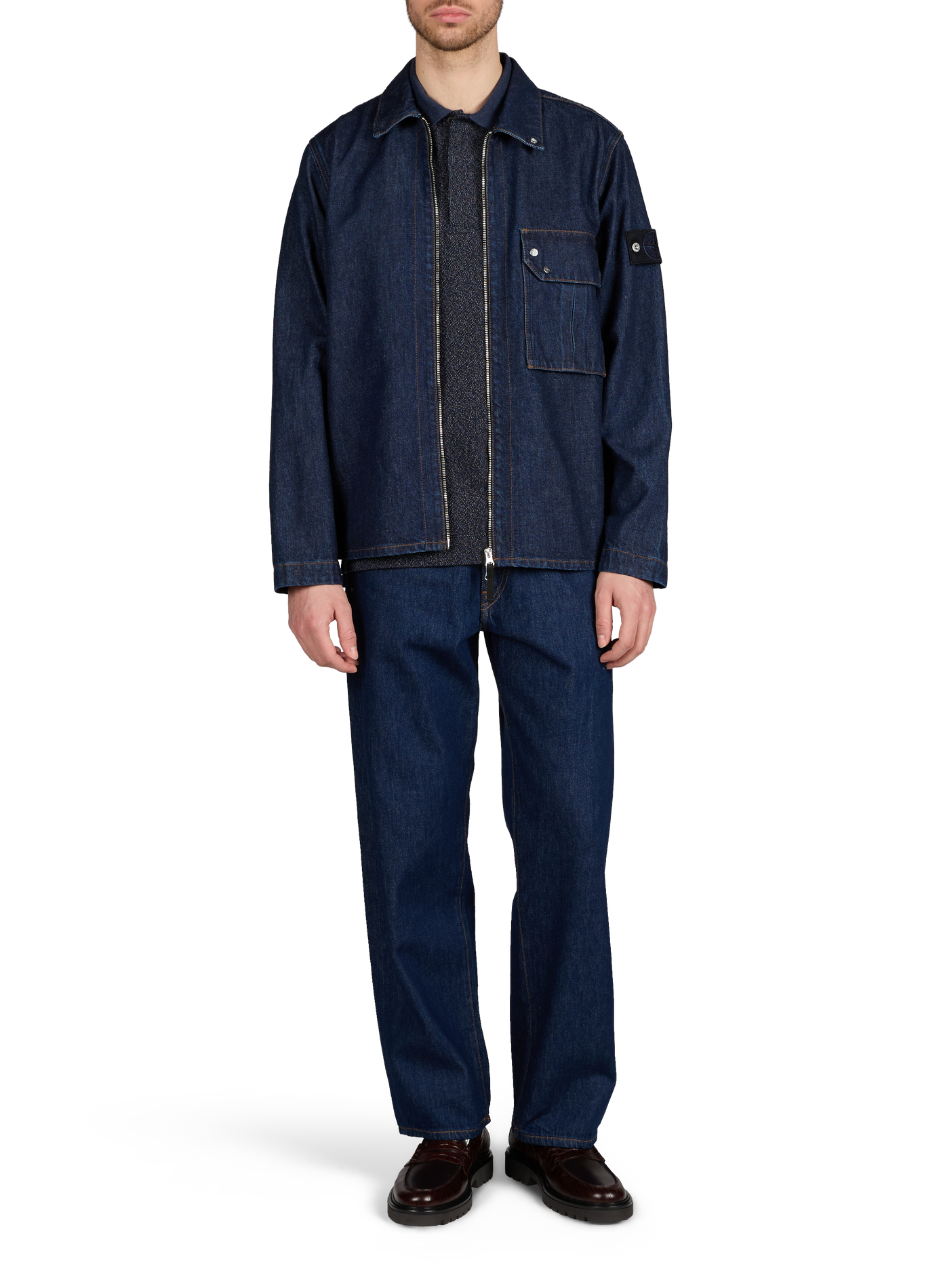 Denim cotton overshirt STONE ISLAND Blue