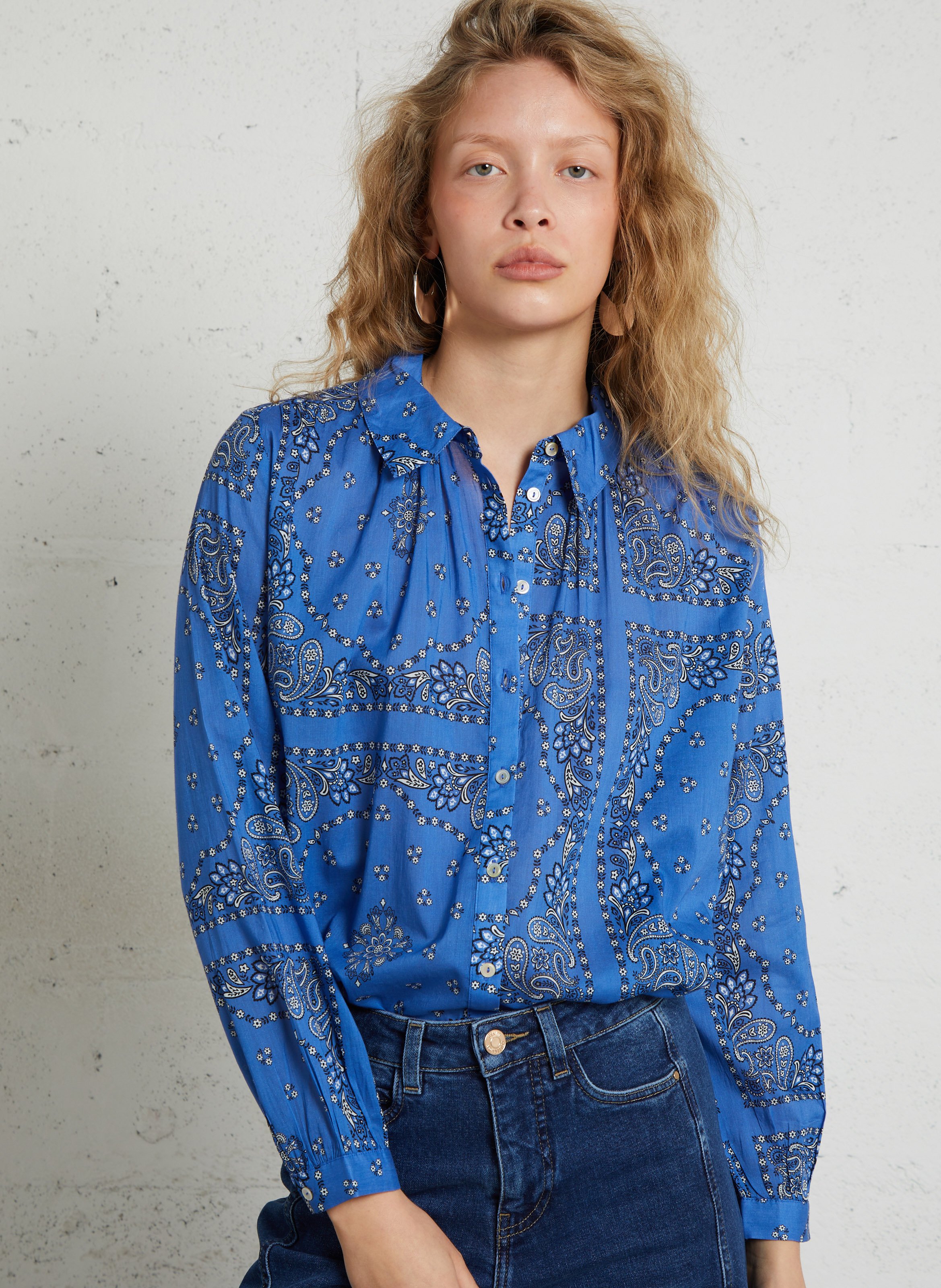 Chemise ample col classique imprimé cachemire en coton daurely MAISON 123 Violet