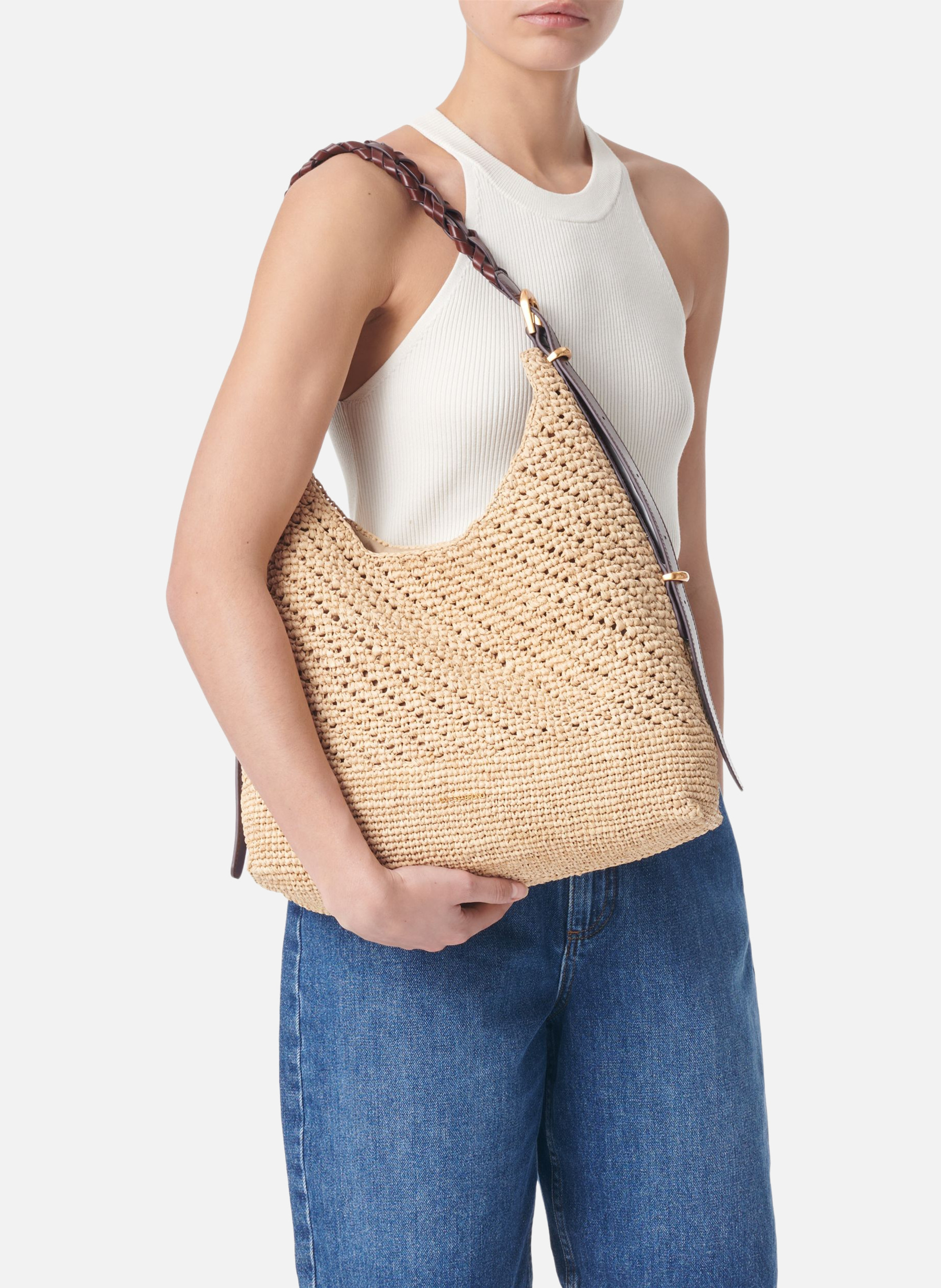 Sac hobo jess en raphia VANESSA BRUNO Beige