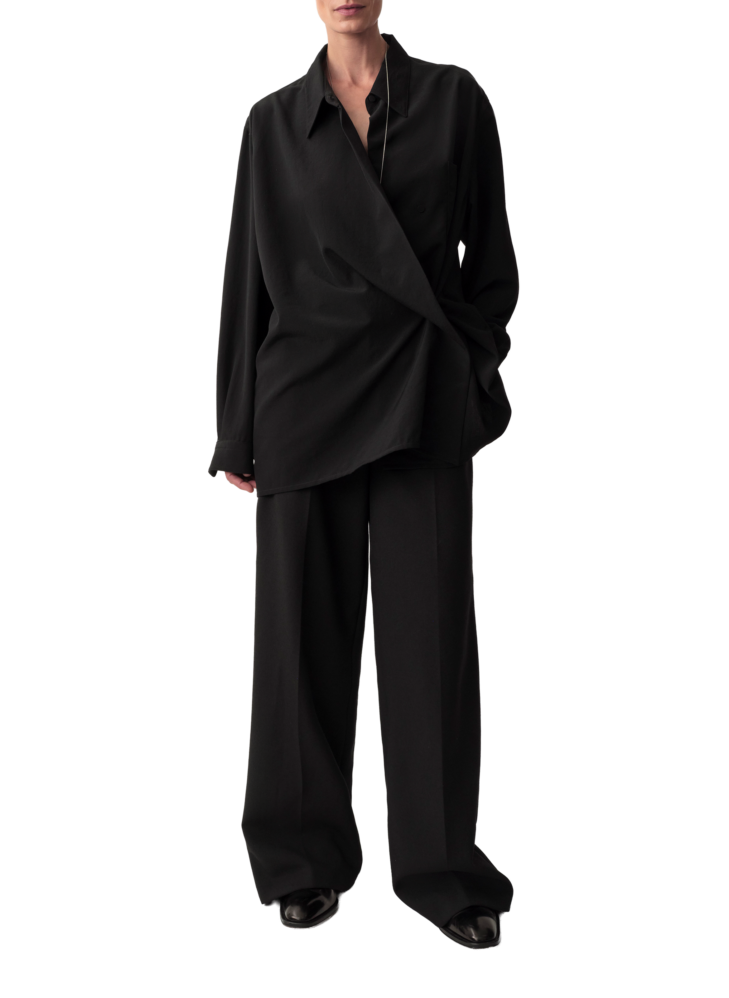 Pantalon large taille haute Calvin Klein Collection Noir