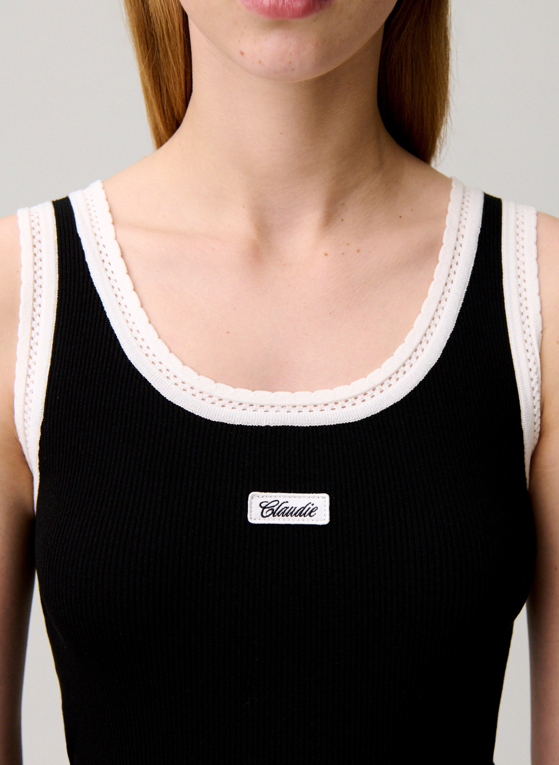 Débardeur ajusté à bords contrastés CLAUDIE PIERLOT Noir