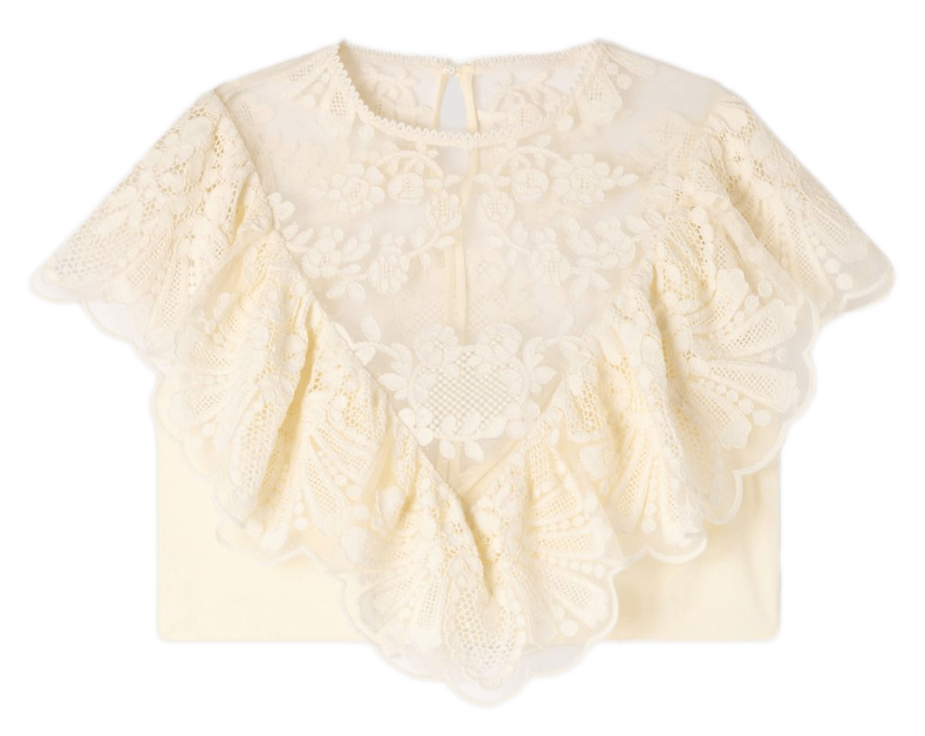 Top manches courtes en dentelle florale SANDRO Beige