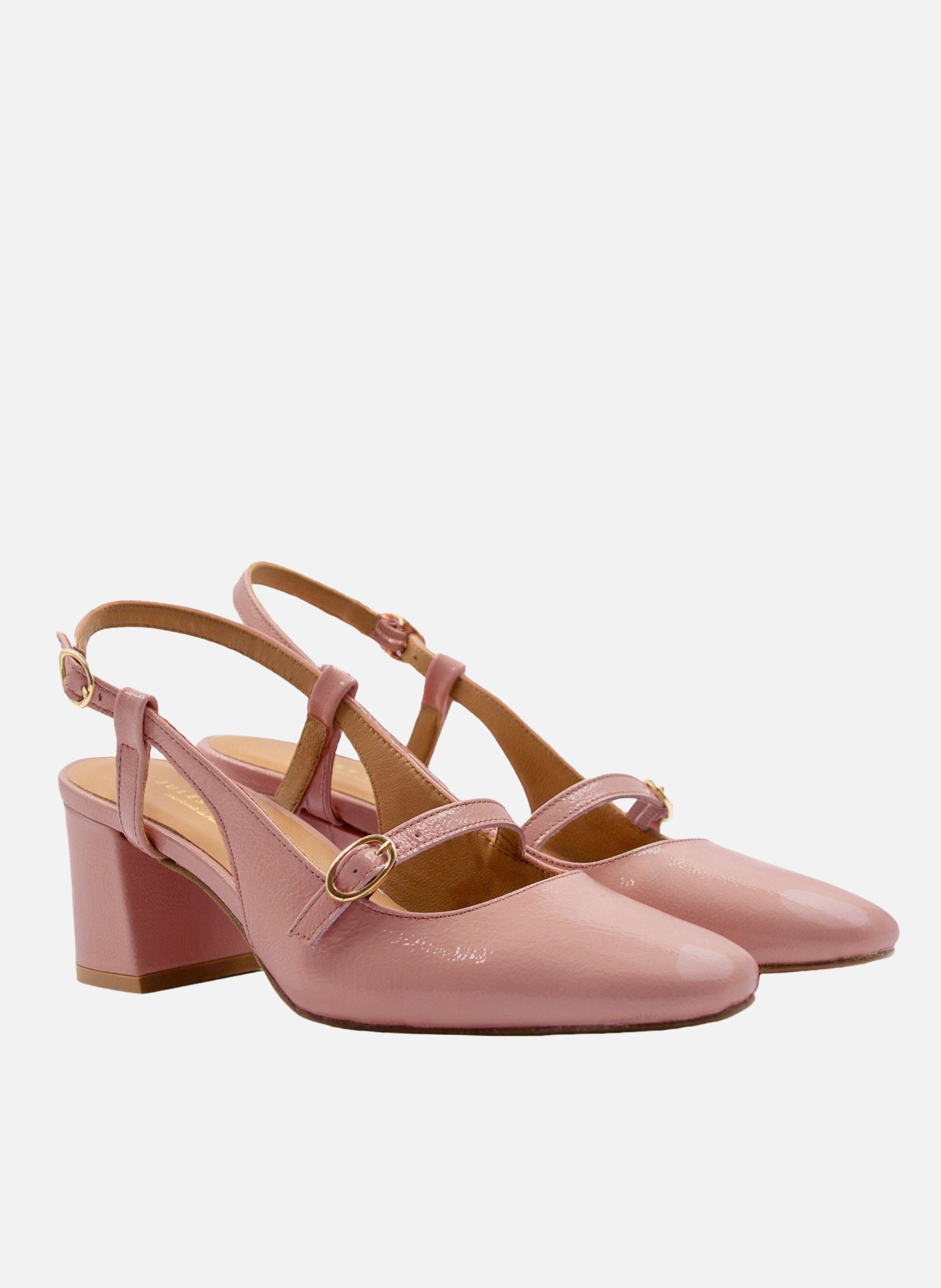 Escarpins slingback cuir vernis JULES & JENN Rose