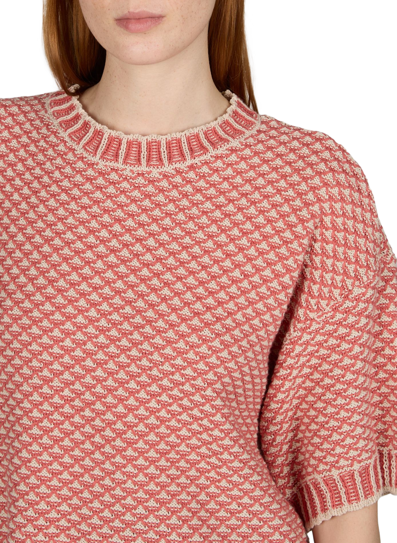 Short-sleeved knit sweater by Catina Pilla in a cotton blend MSCH Pink