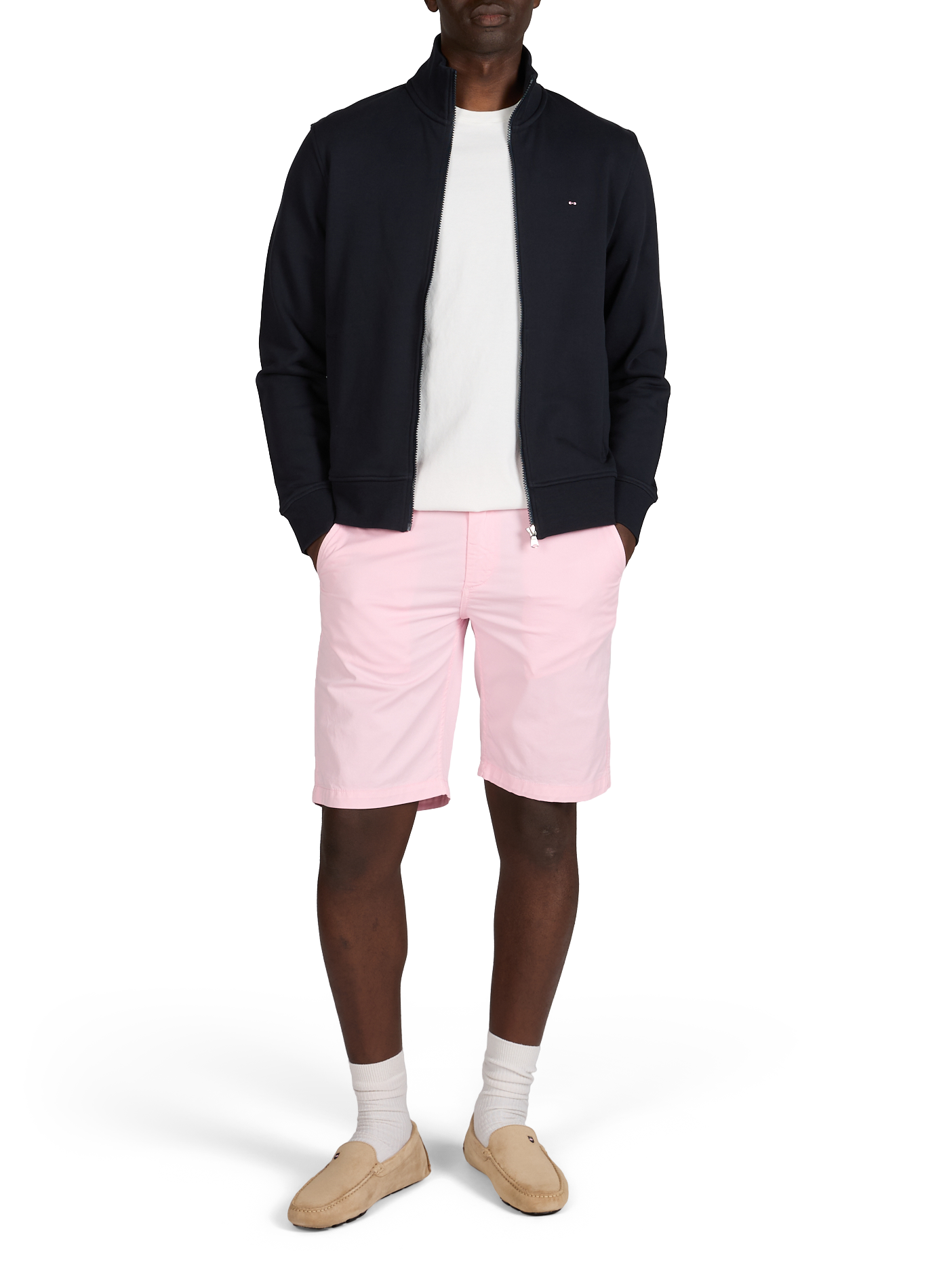 Veste droite col montant brodée en coton EDEN PARK Bleu