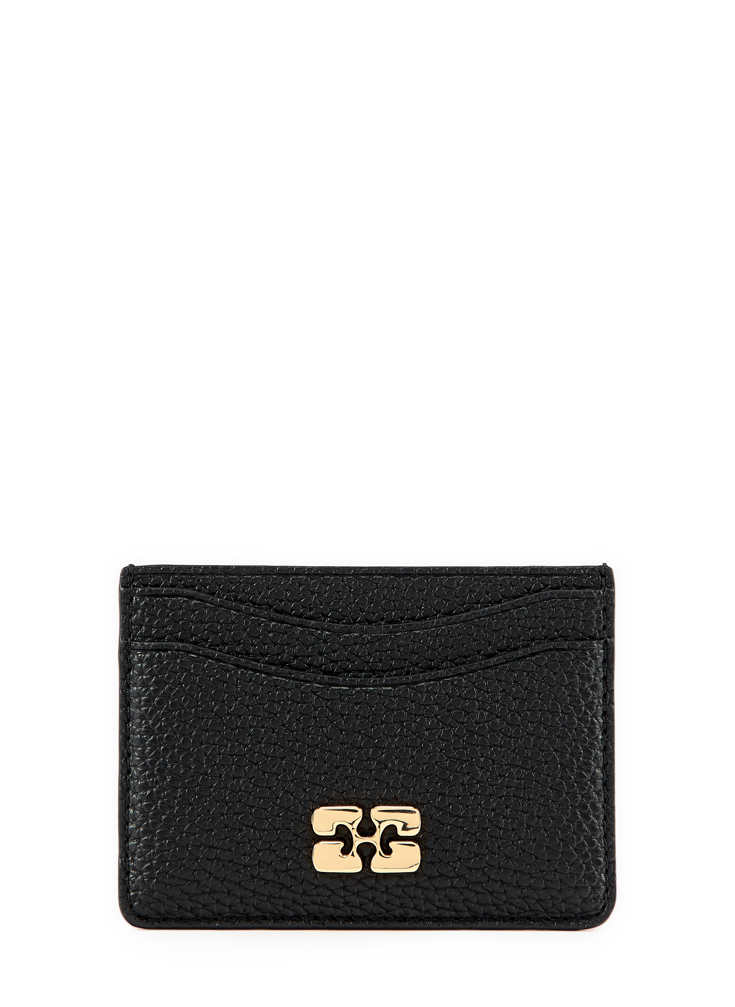Porte-cartes grainé à logo GANNI Noir